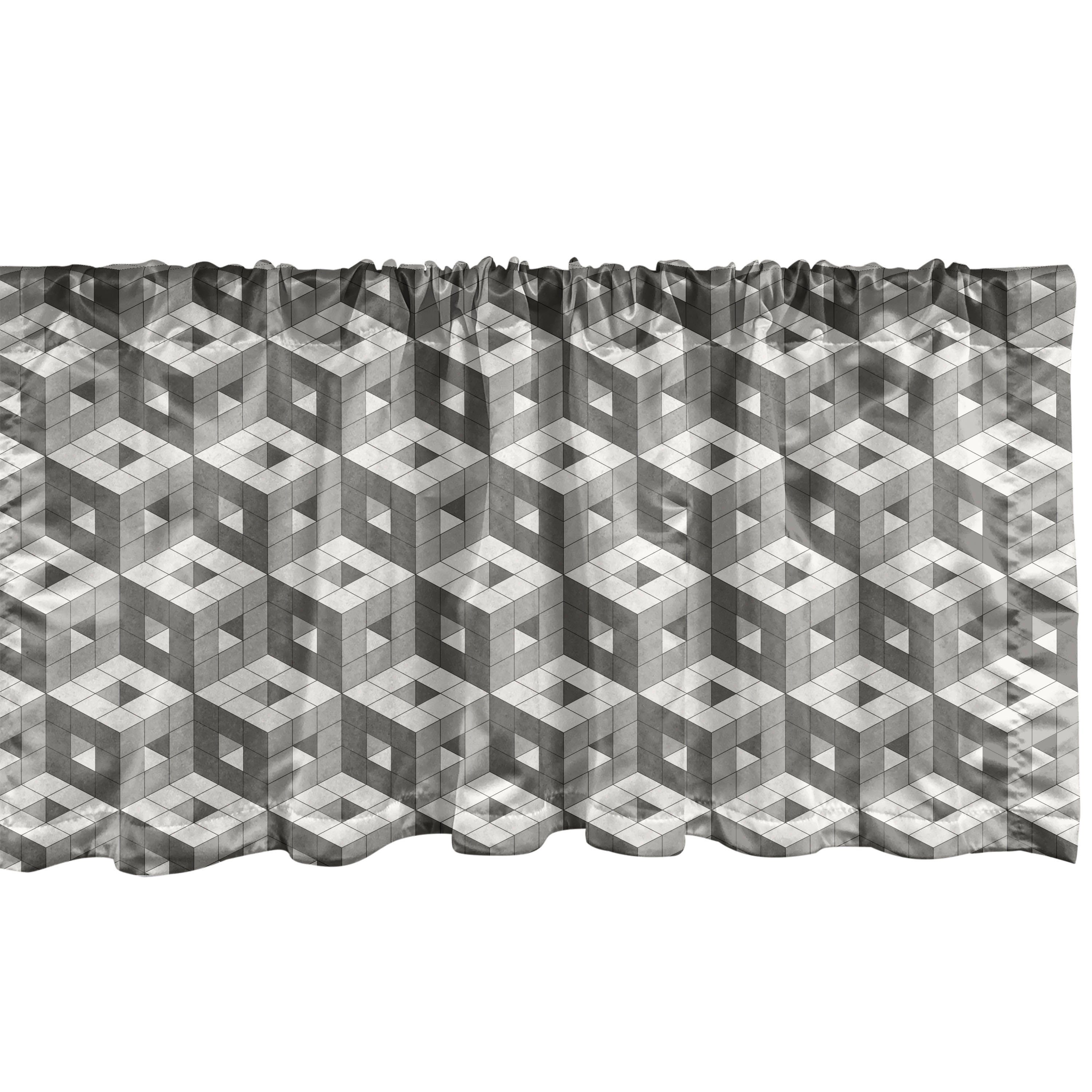 Scheibengardine Vorhang Stangentasche, Volumetric Abstrakt Thema mit Microfaser, Dekor Würfel für Schlafzimmer Volant Küche Abakuhaus