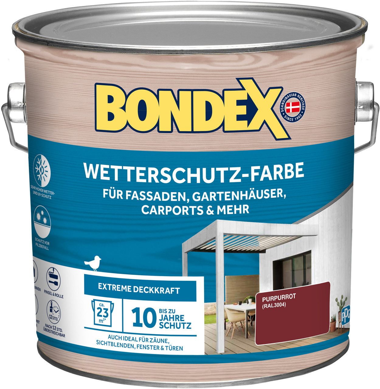 Bondex Holzschutzlasur Bondex Wetterschutzfarbe 2,5 L purpurrot