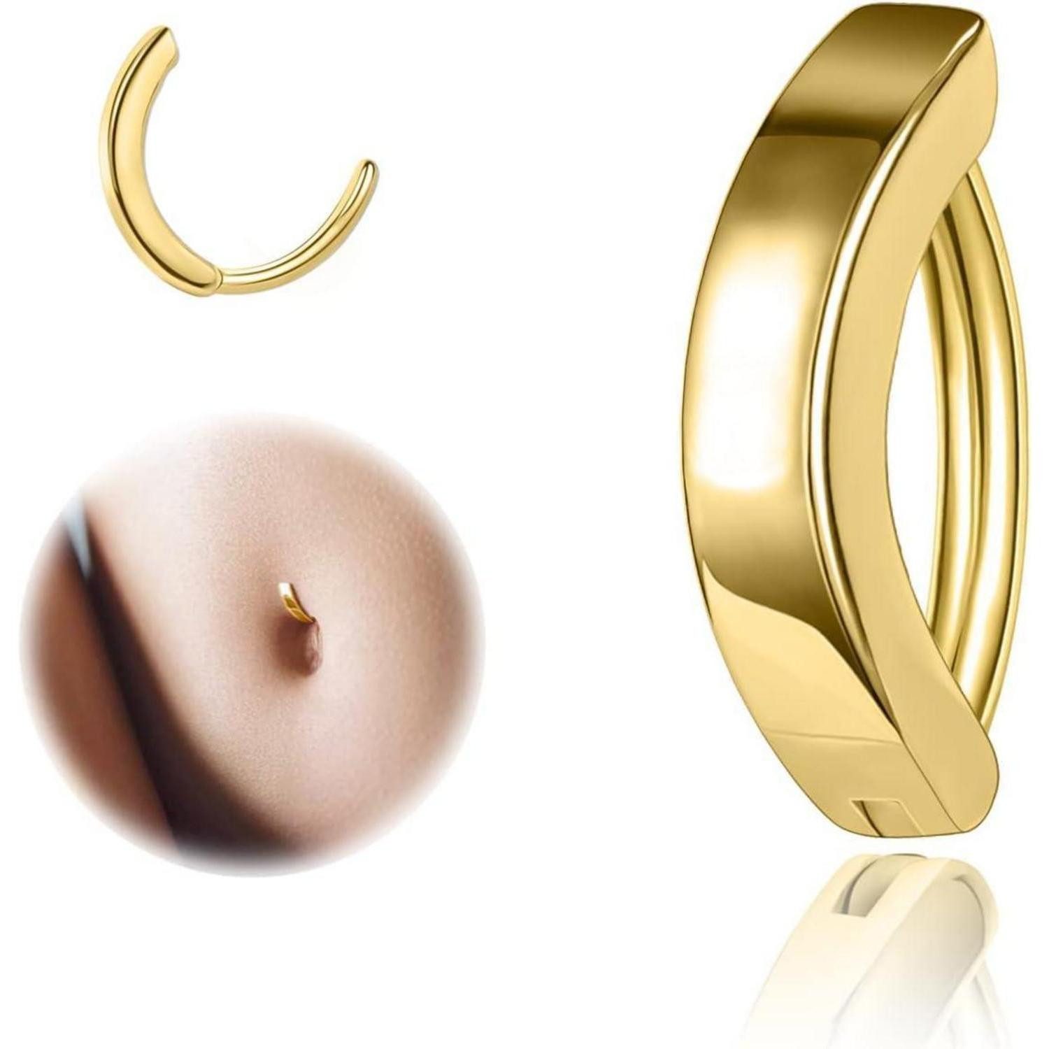 LuxusKollektion Bauchnabelpiercing 14G Clicker Bauchnabel Piercing für Frauen 925 Silber Diamanten Curved