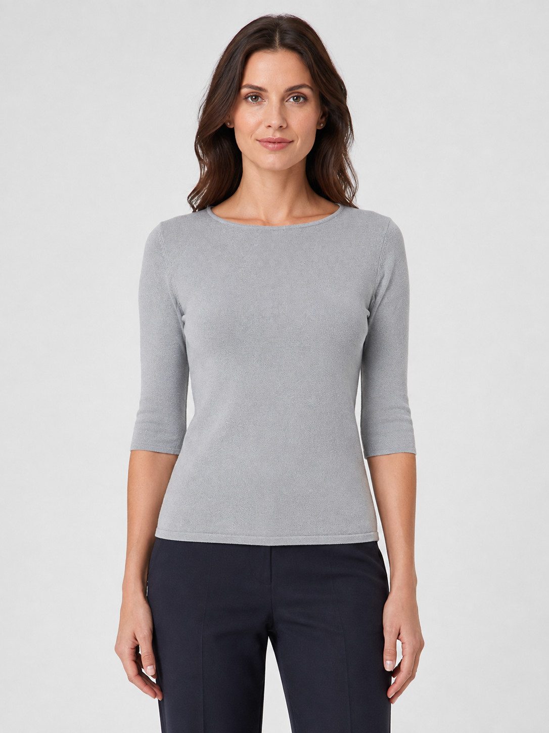 Passioni Strickpullover Basic-Pullover mit 3/4-Ärmeln