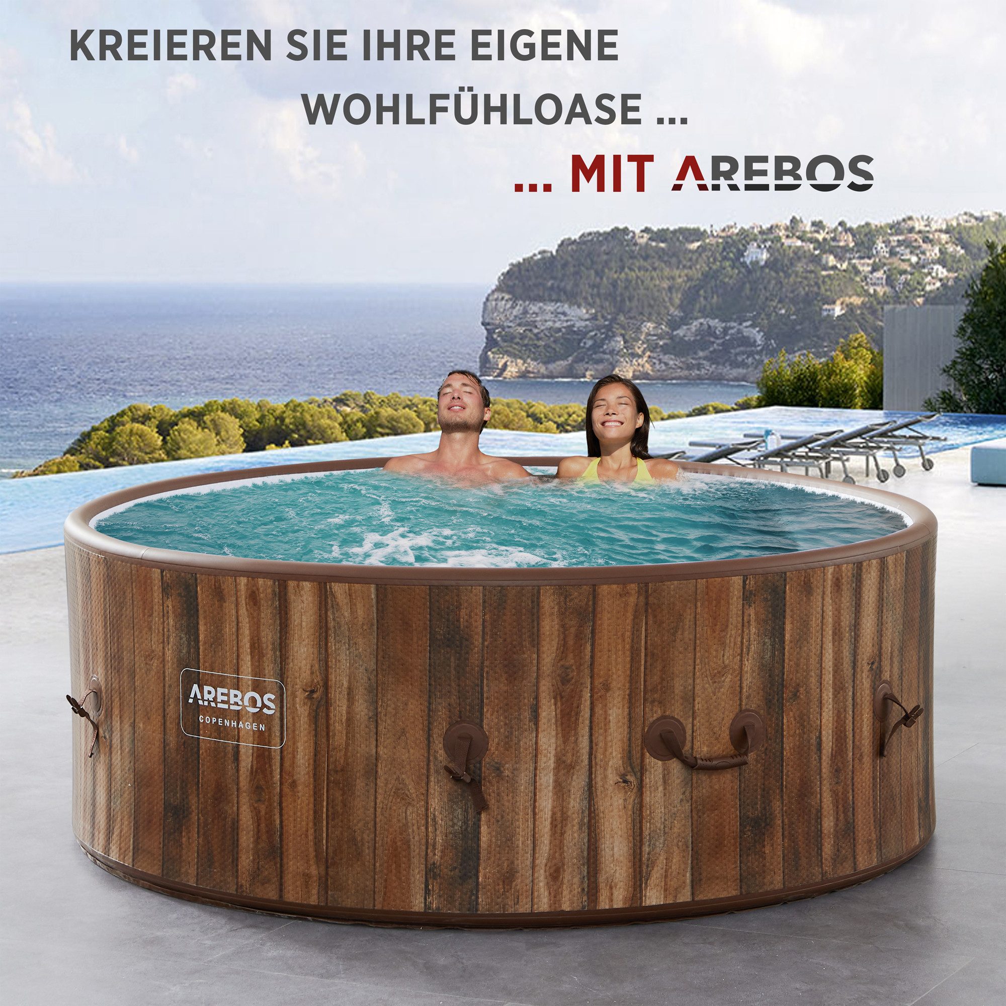 Arebos Whirlpool aufblasbarer, extra dünn, In- günstig online kaufen