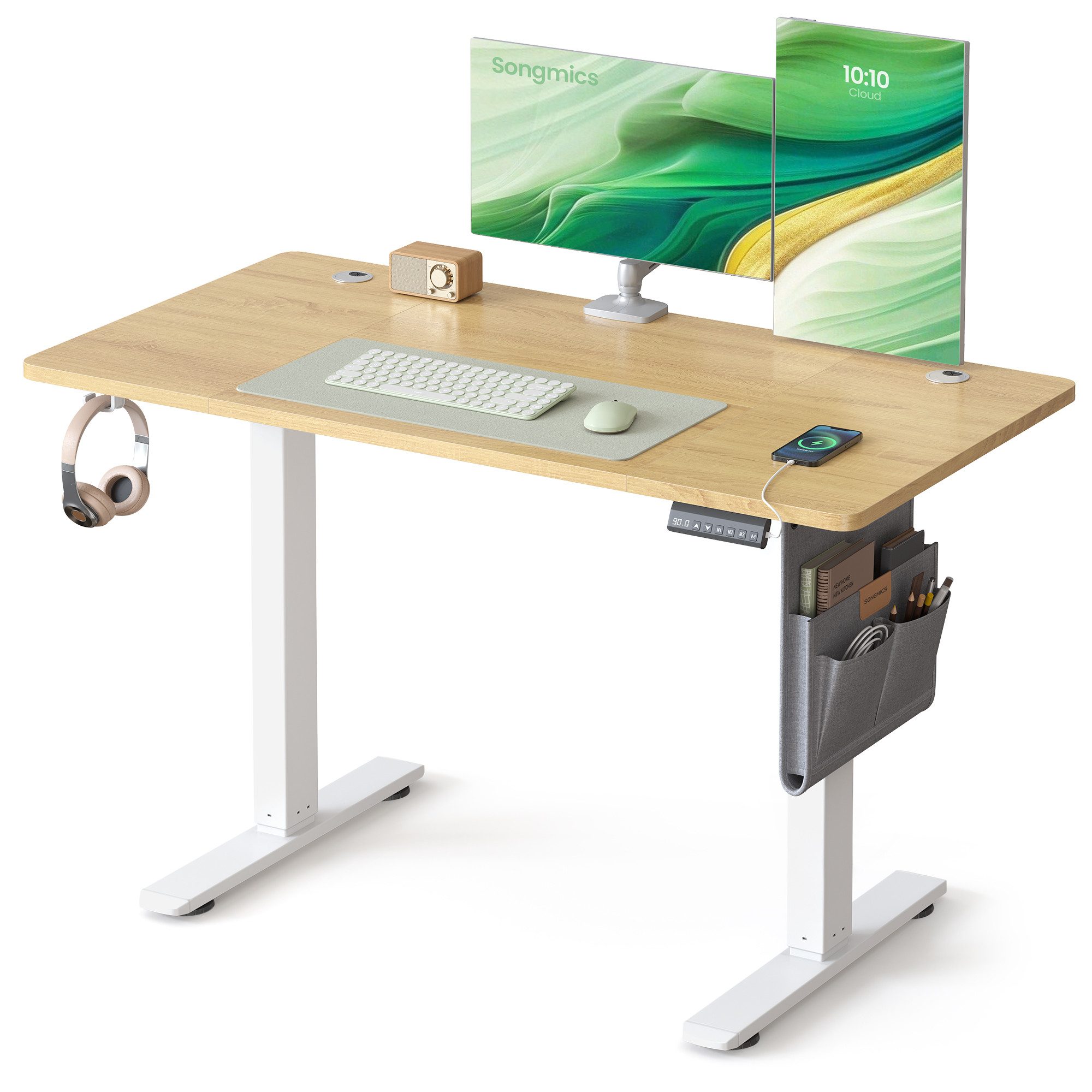SONGMICS Schreibtisch Höhenverstellbarer elektrisch, 120/140/160/180 cm, günstig online kaufen