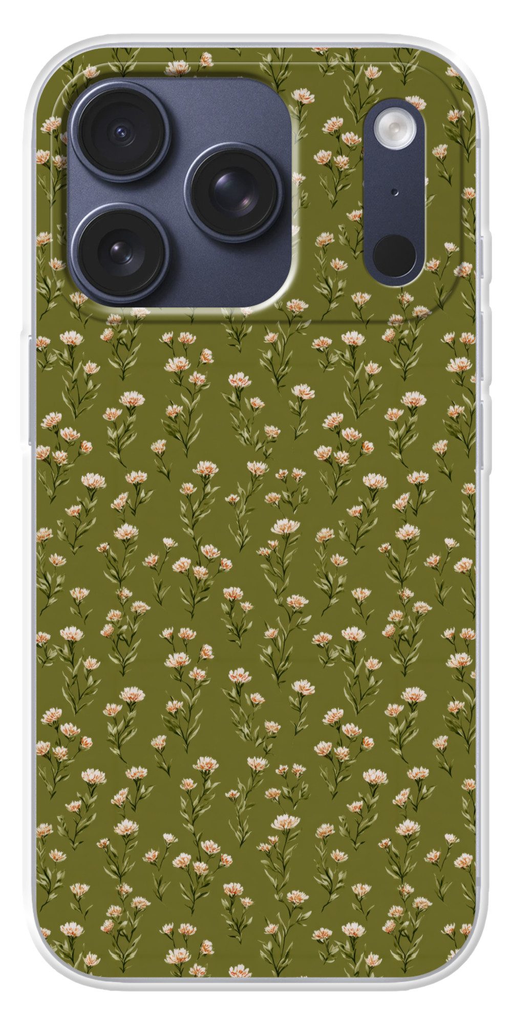 MuchoWow Handyhülle für Apple iPhone 17 Pro Rustikal - Blumen - Grün, Smartphone-Bumper, Print, Handy Schutzhülle Dünn
