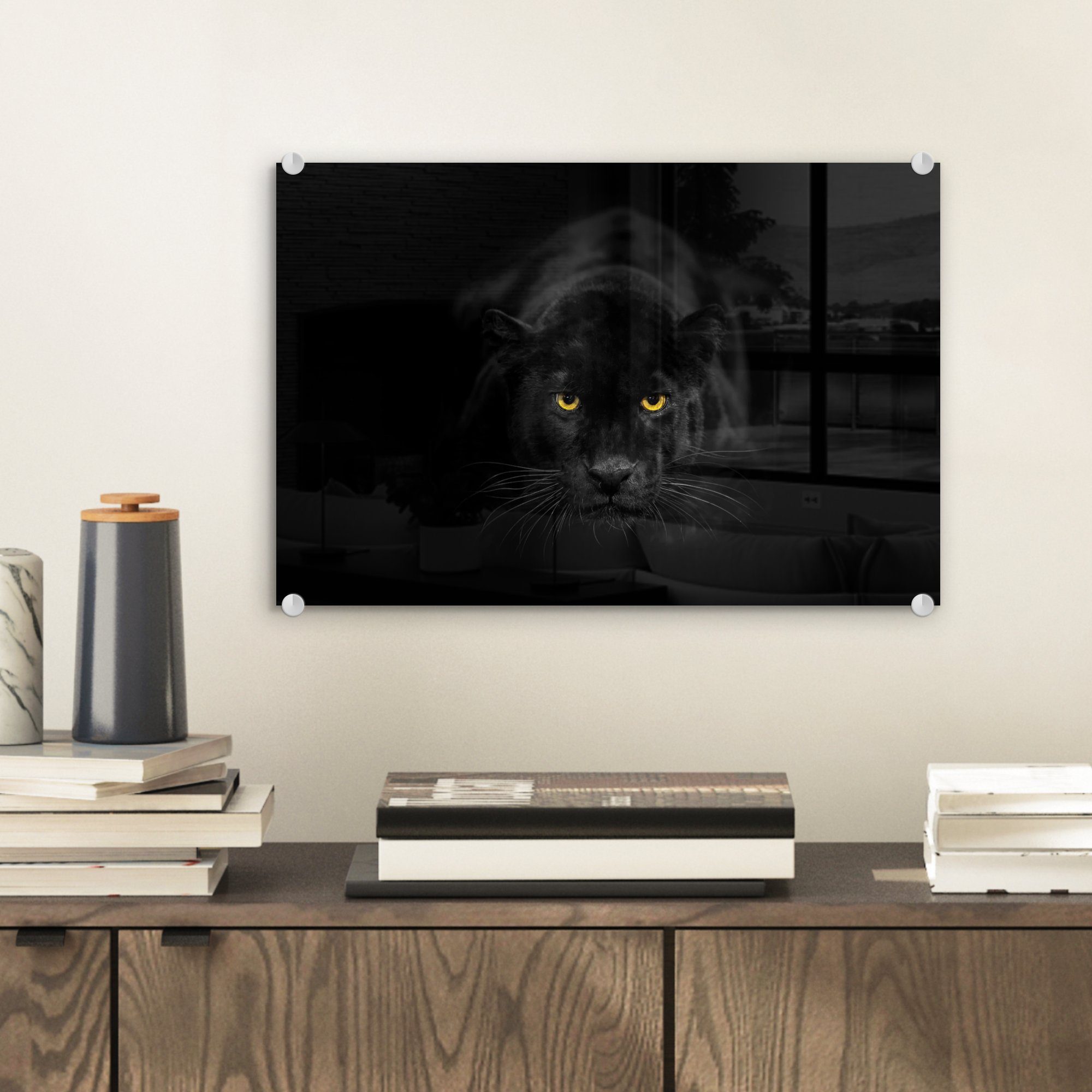 MuchoWow Acrylglasbild Panther - Tiere - Schwarz - Augen, Inkl. Aufhängung, günstig online kaufen
