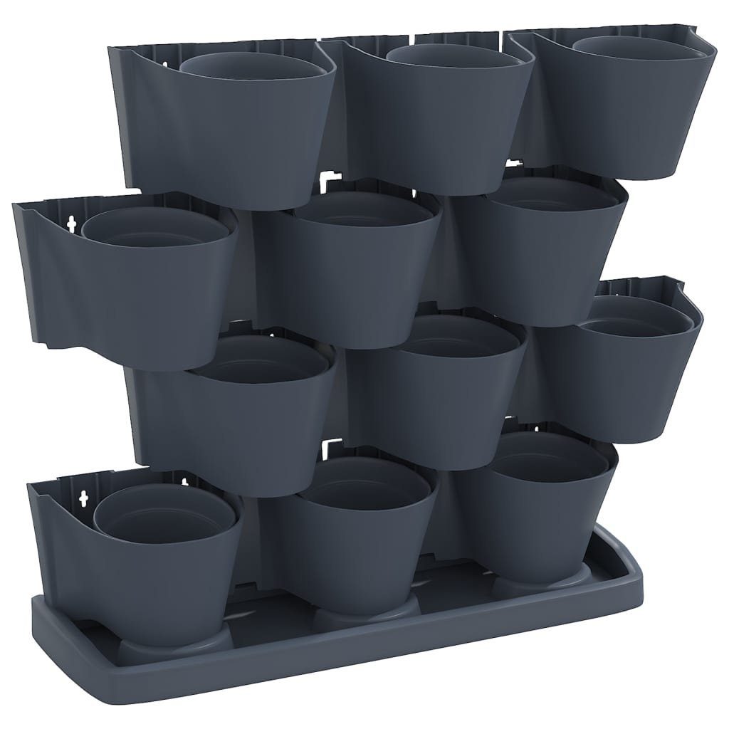 vidaXL Blumentopf 12-tlg. Vertikales Pflanzgefäße-Set Anthrazit Polypropylen (1 St)