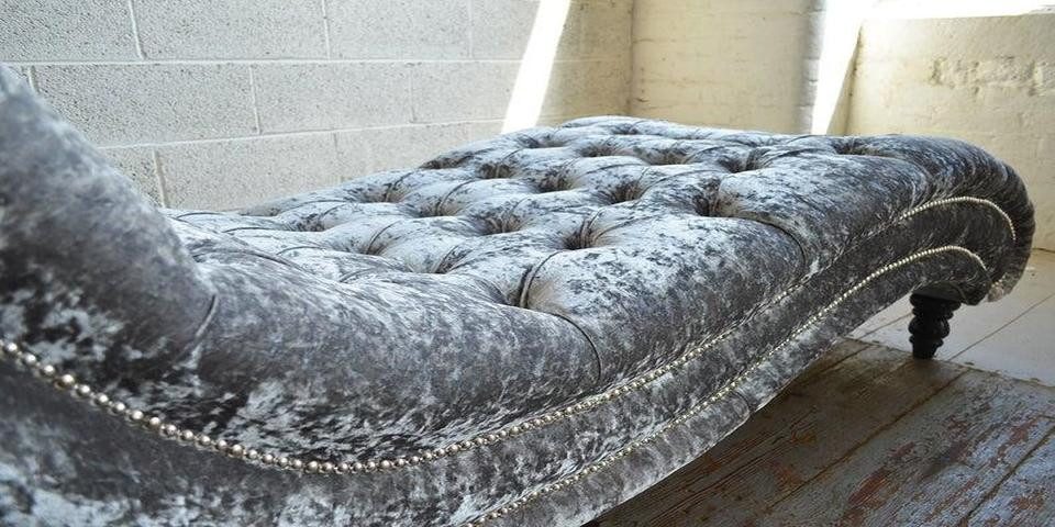 Xlmoebel Chaiselongue Chesterfield Relaxliege in Grau und Stoff, Hergestellt in Europa