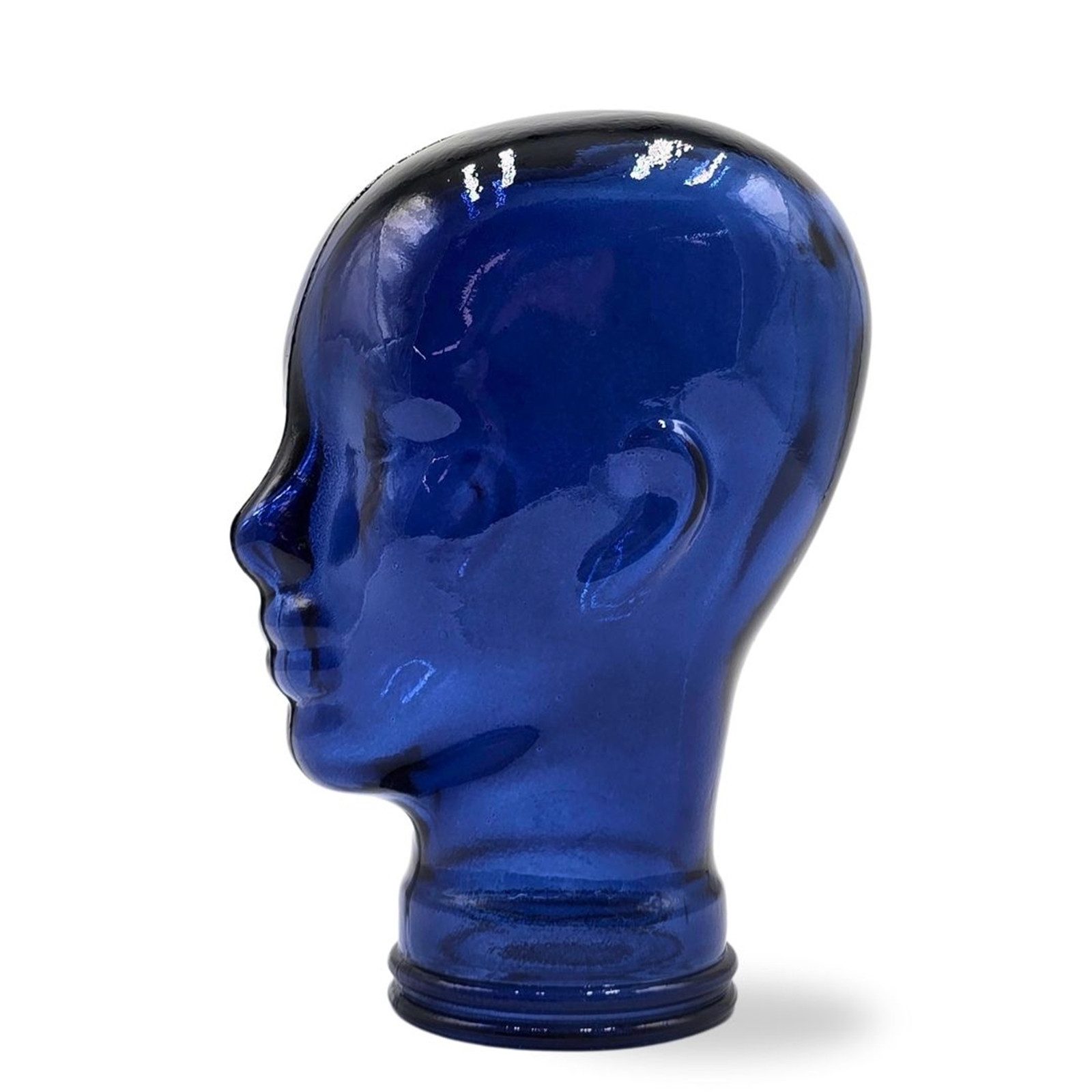 DESIGN DELIGHTS Skulptur Glas KOPFHÖRERSTÄNDER 29cm Glaskopf Skulptur, T09 marineblau – Bild 4 von 5