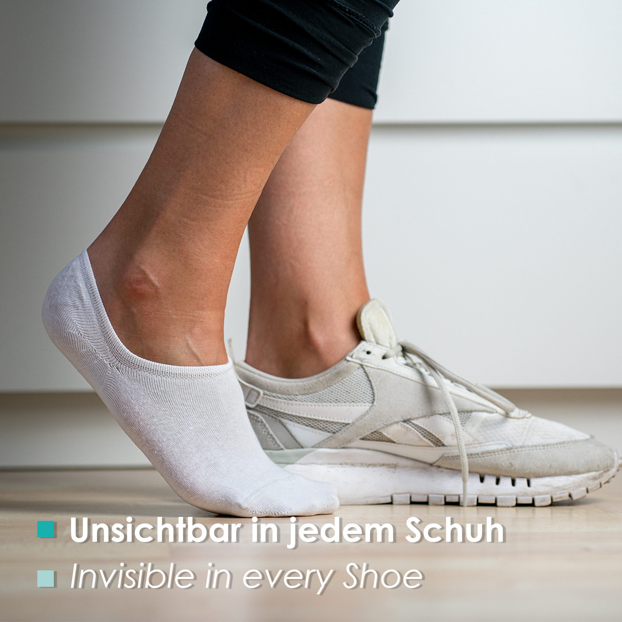 Bärenfuß Füßlinge 8 Paar Invisible Socks Sneaker unsichtbare Socken Damen & Herren keine Naht spürbar, feine Webung, fusselfrei, nicht einlaufend
