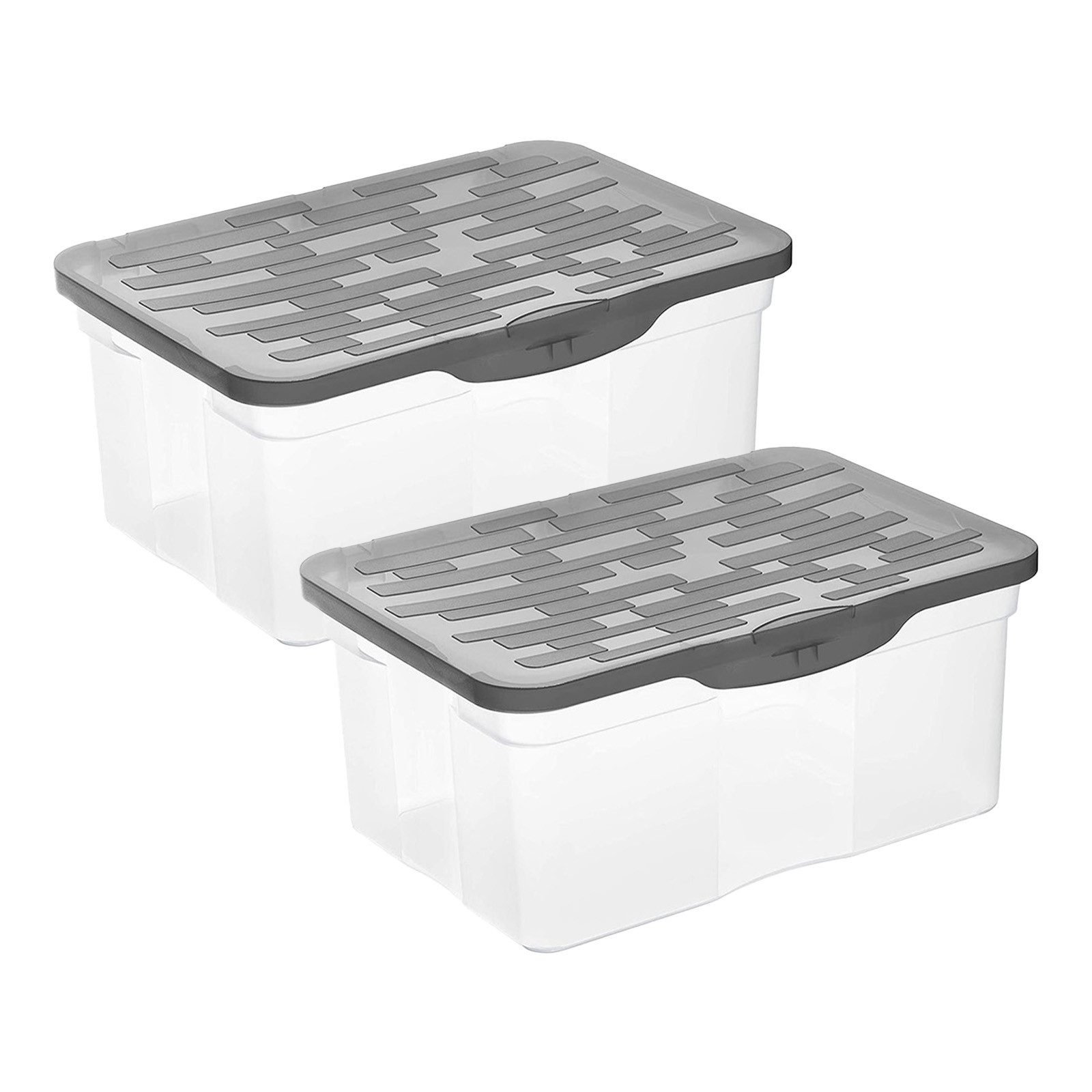 ROTHO Kiste RANGER Aufbewahrungsbox mit aufklappbarem Deckel, stapelbar (Set, 2 St., 2-teilig), in 2 Größen erhältlich (4,2 l und 13 l)