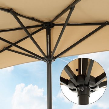 SONGMICS Sonnenschirm, 270 cm, halbrund, UPF 50+, ohne Ständer