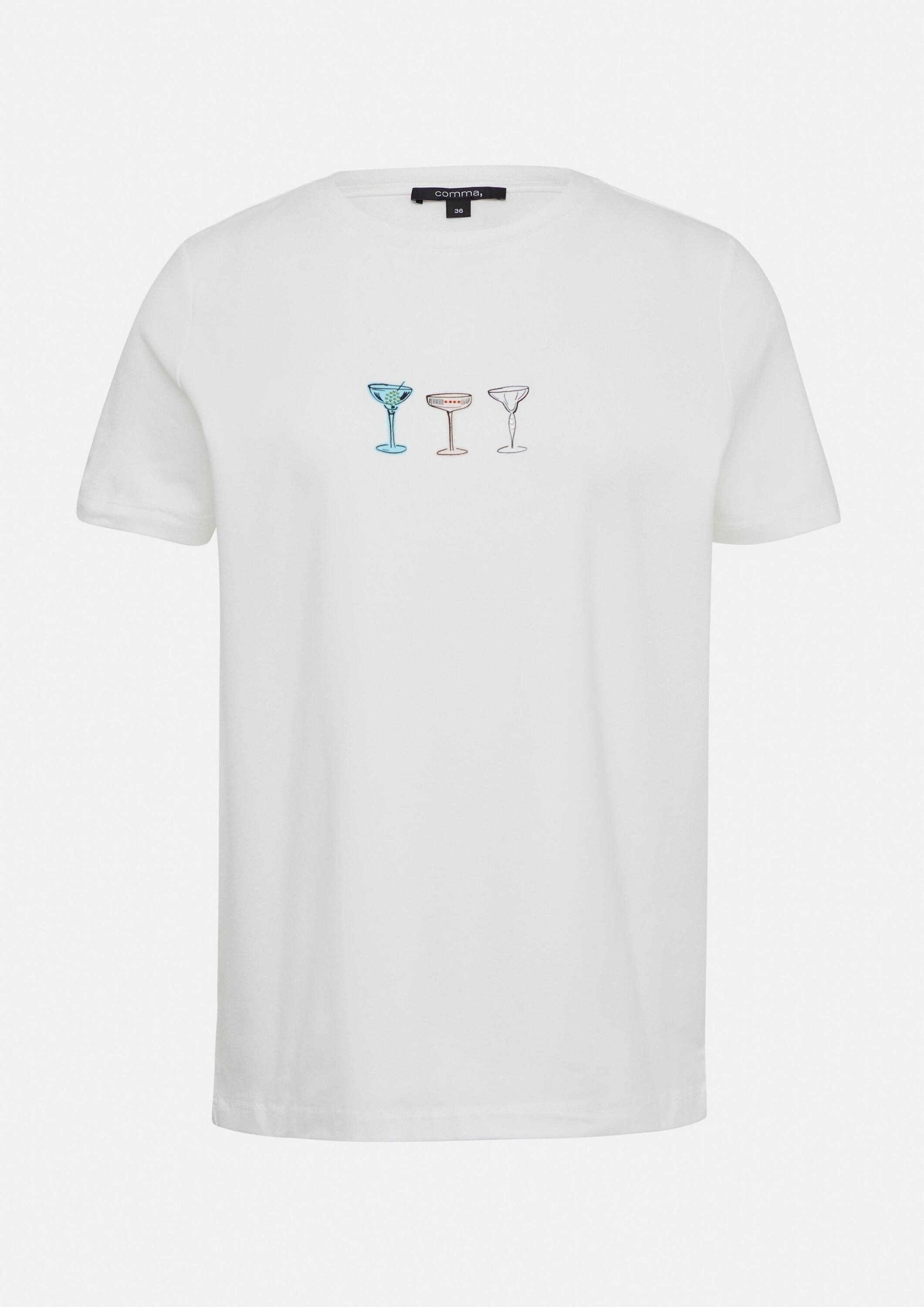 comma Kurzarmshirt T-Shirt Jersey-T-Shirt aus Baumwollmix mit Print