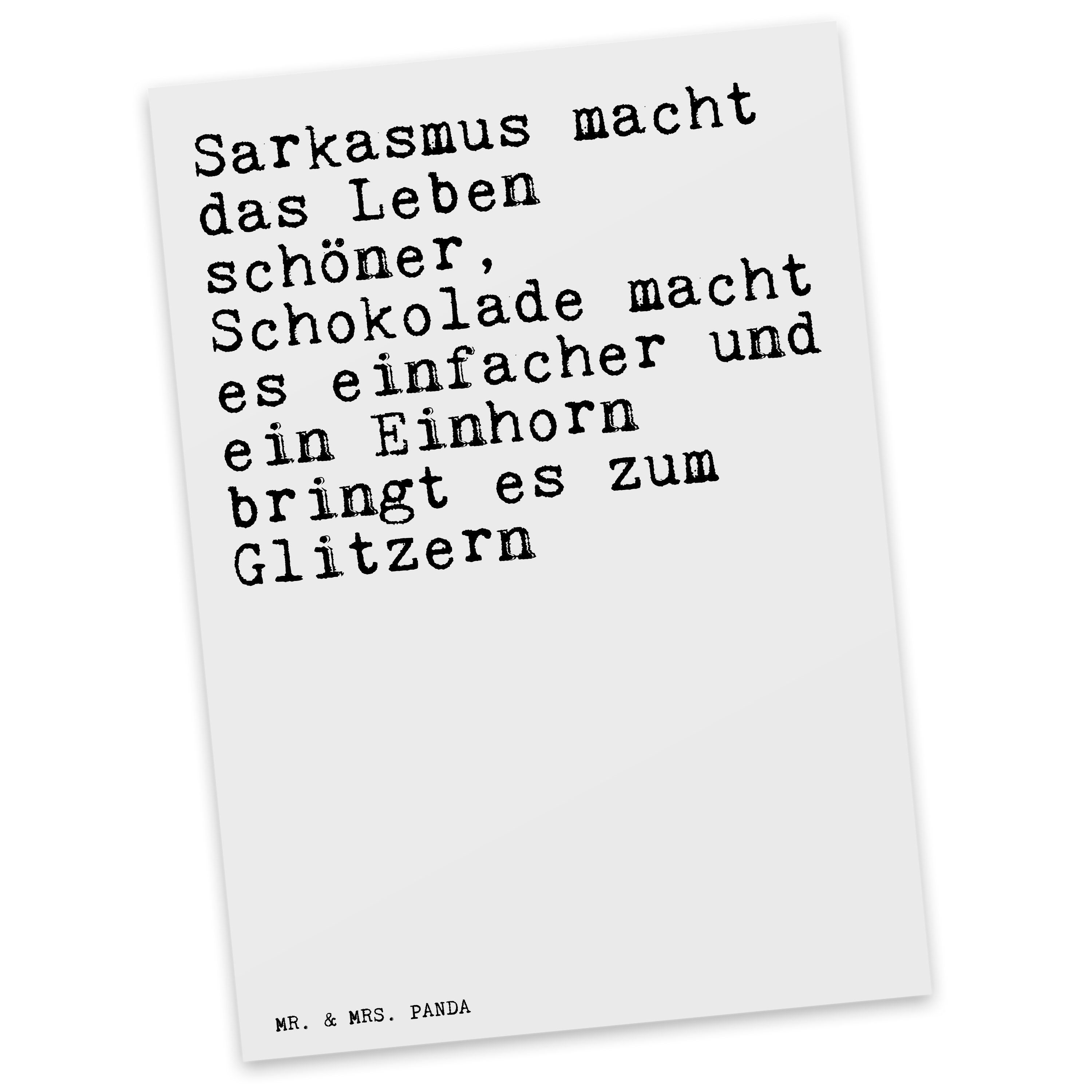 Mr. & Mrs. Panda Postkarte Sarkasmus macht das Leben... Weiß