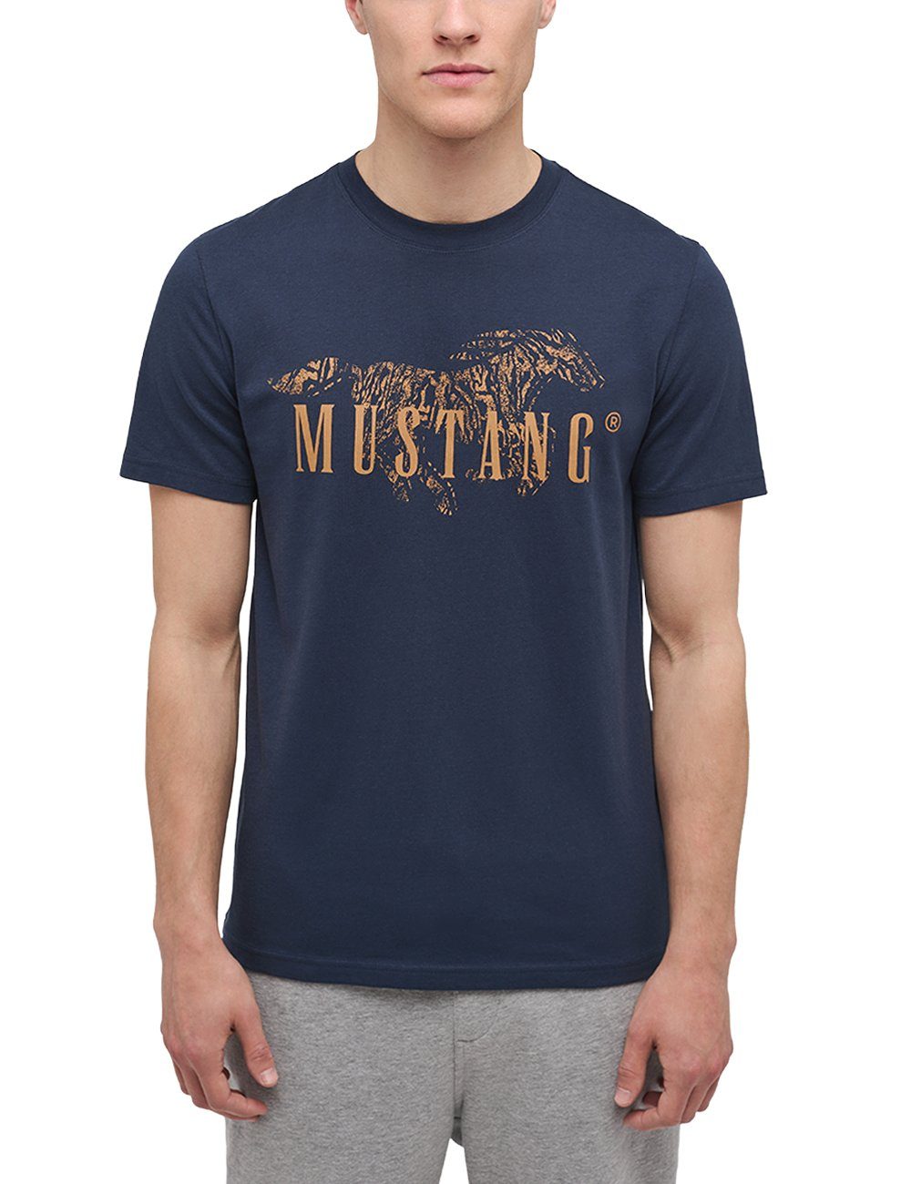 MUSTANG Kurzarmshirt Mustang navy Print-Shirt