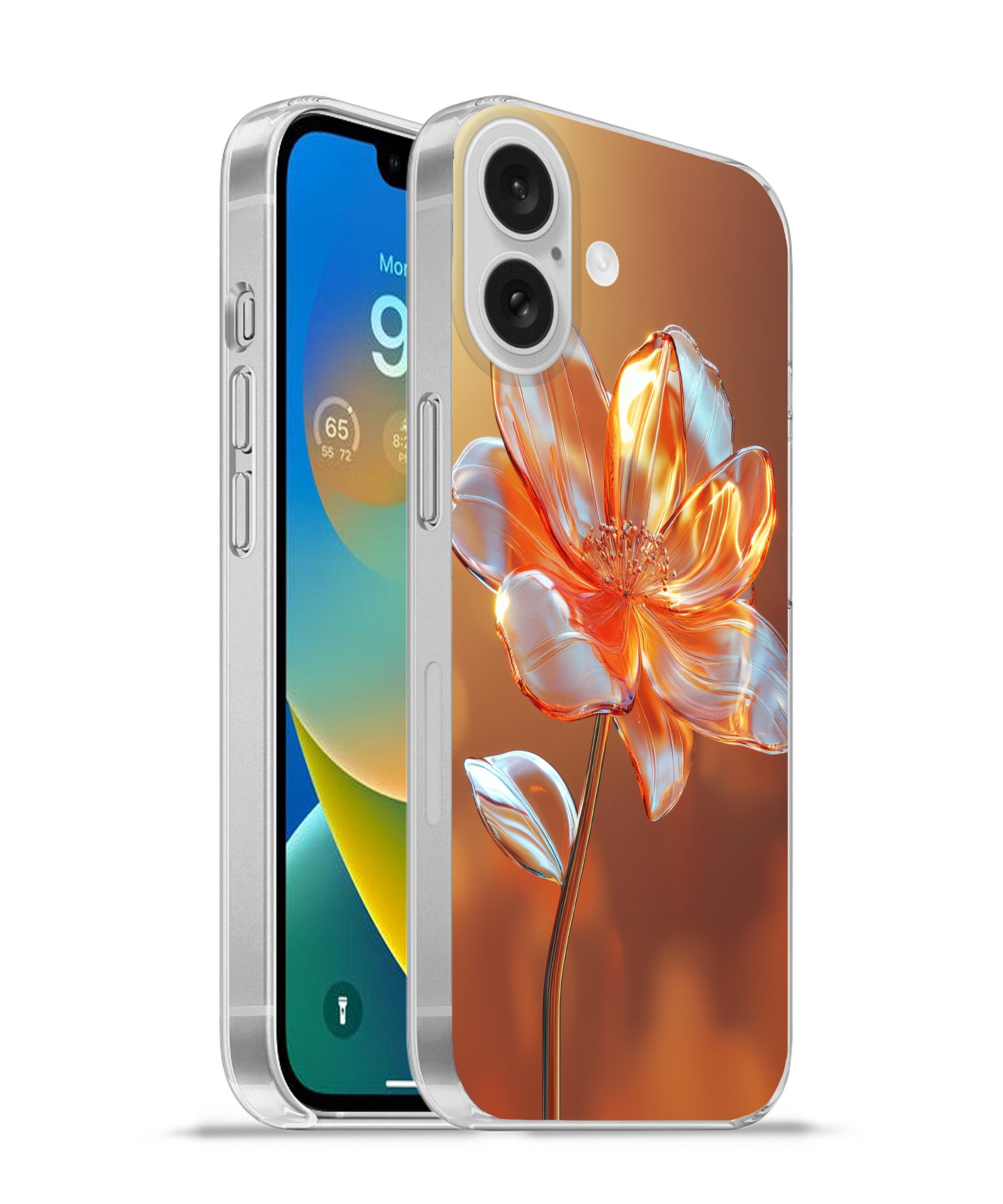 MuchoWow Handyhülle für Apple iPhone 16 Gläser - Blume - Sonnenlicht, Smartphone-Bumper, Print, Handy Schutzhülle Dünn