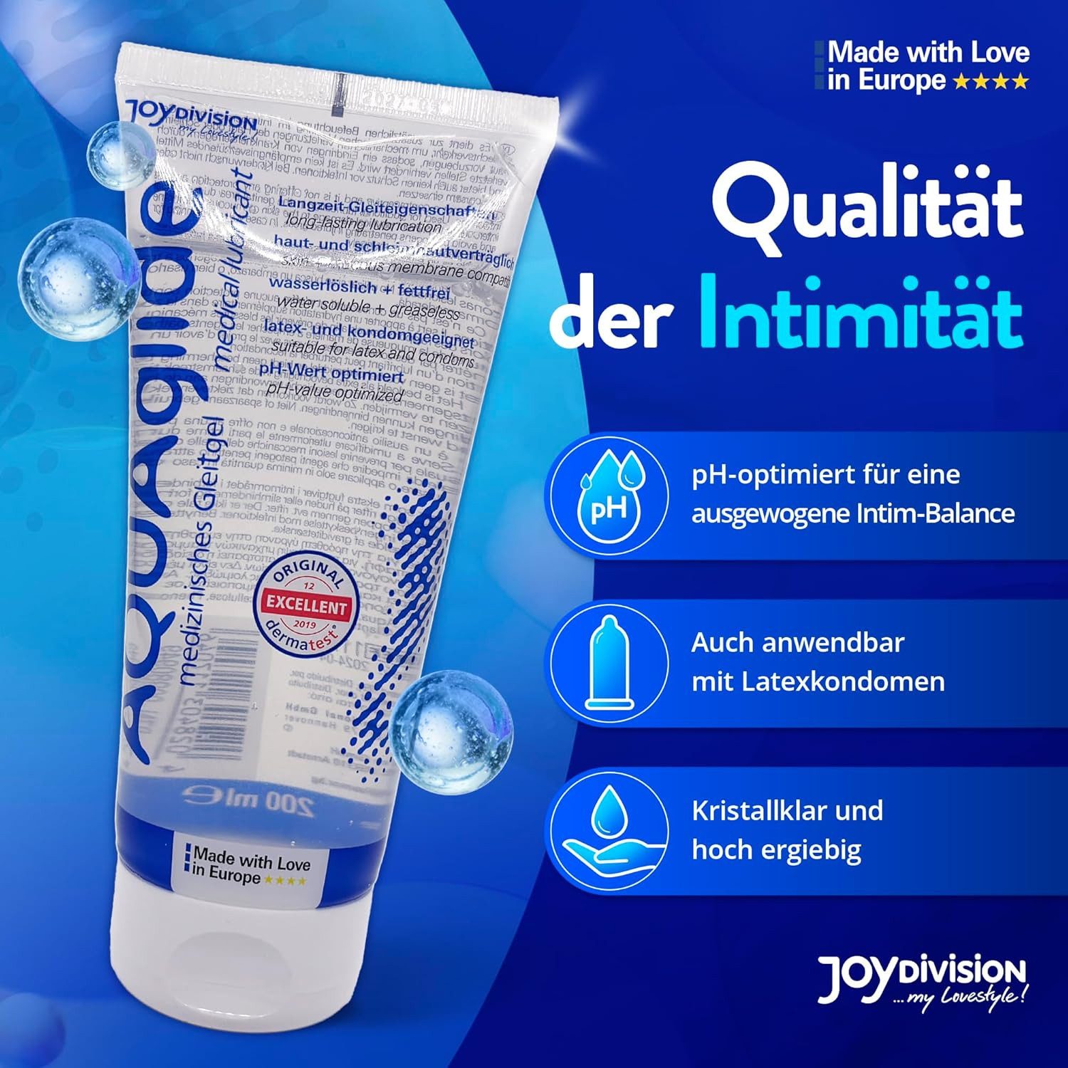 JOYDIVISION Gleitgel AQUAglide Natural Gleitmittel, Das Original, kristallklar und geruchsneutral