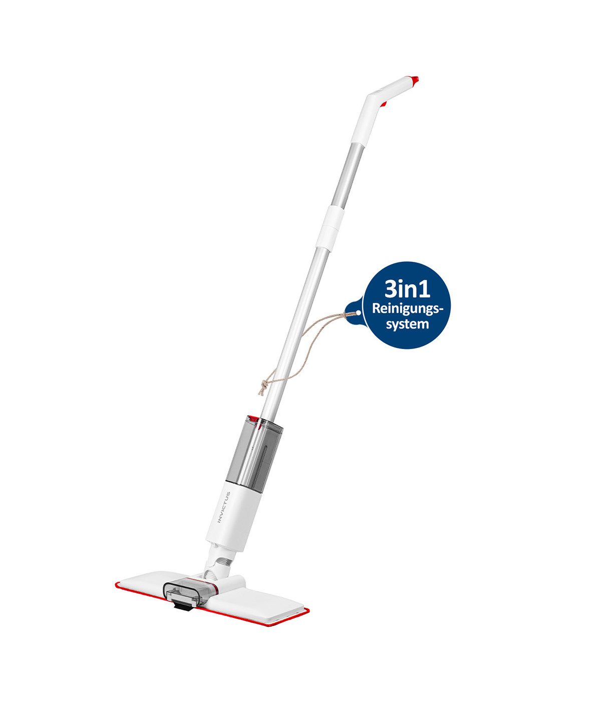 Genius Akku-Saugwischer Genius Wischmopp Set 3 in 1 mit Saugfunktion, Saugwischer Kabellos, beutellos, 180°-Knickgelenk, USB-C Anschluss, Abnehmbarer Wassertank