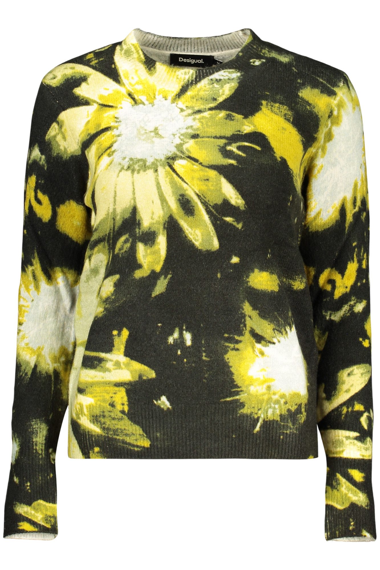 Desigual Strickpullover Damen Langarmshirt - Schwarzer Pullover mit Kontrastdetails & Rundhals