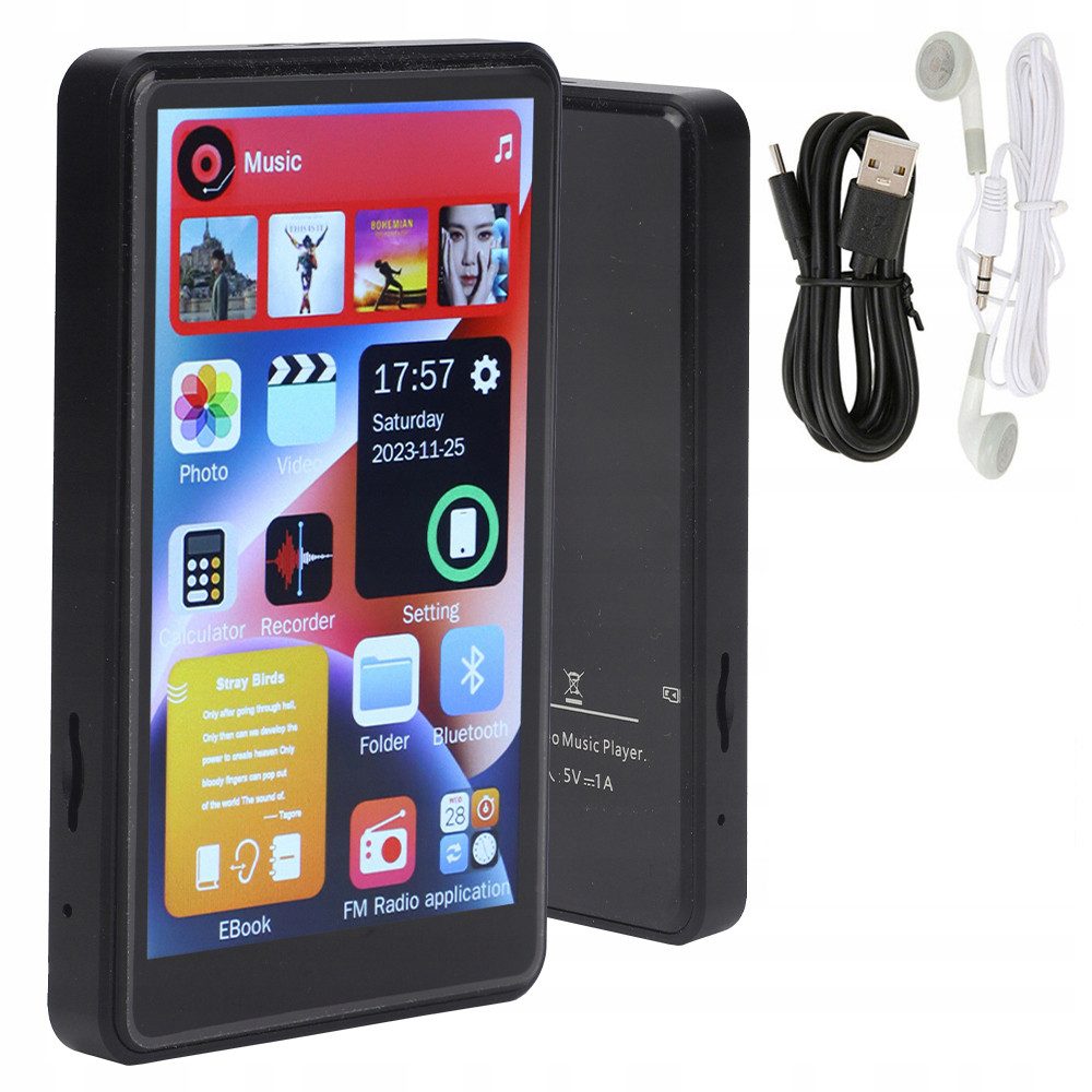 TWUFY 16GB MP3 Player Bluetooth 5.0 mit 4" TFT Farbbildschirm MP3-Player (16 GB, bluetooth, HiFi Musik Kinder MP3 Player mit Lautsprecher, Touch-Tasten)