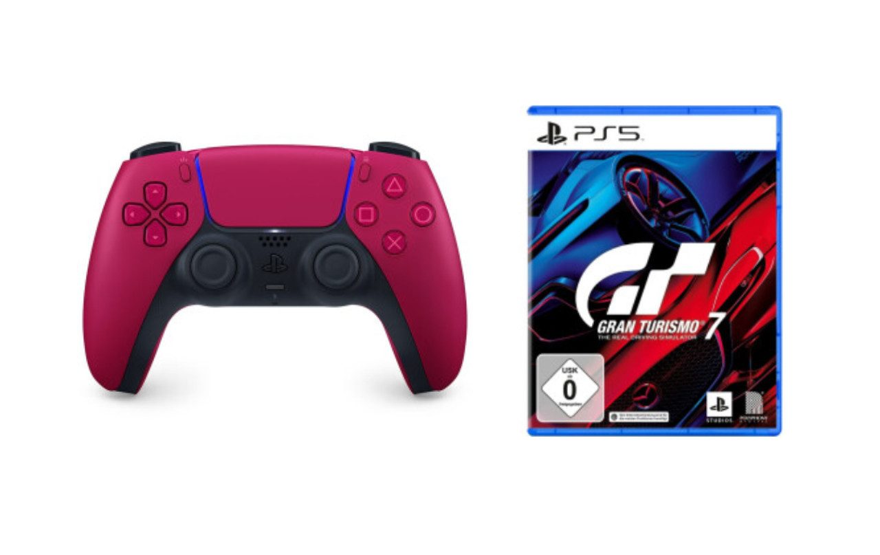Playstation PS5 Controller Cosmic Red inkl. Gran Turismo 7 PS5 DualSense Wireless-Controller (Spiele-Set, inkl. Gran Turismo 7)