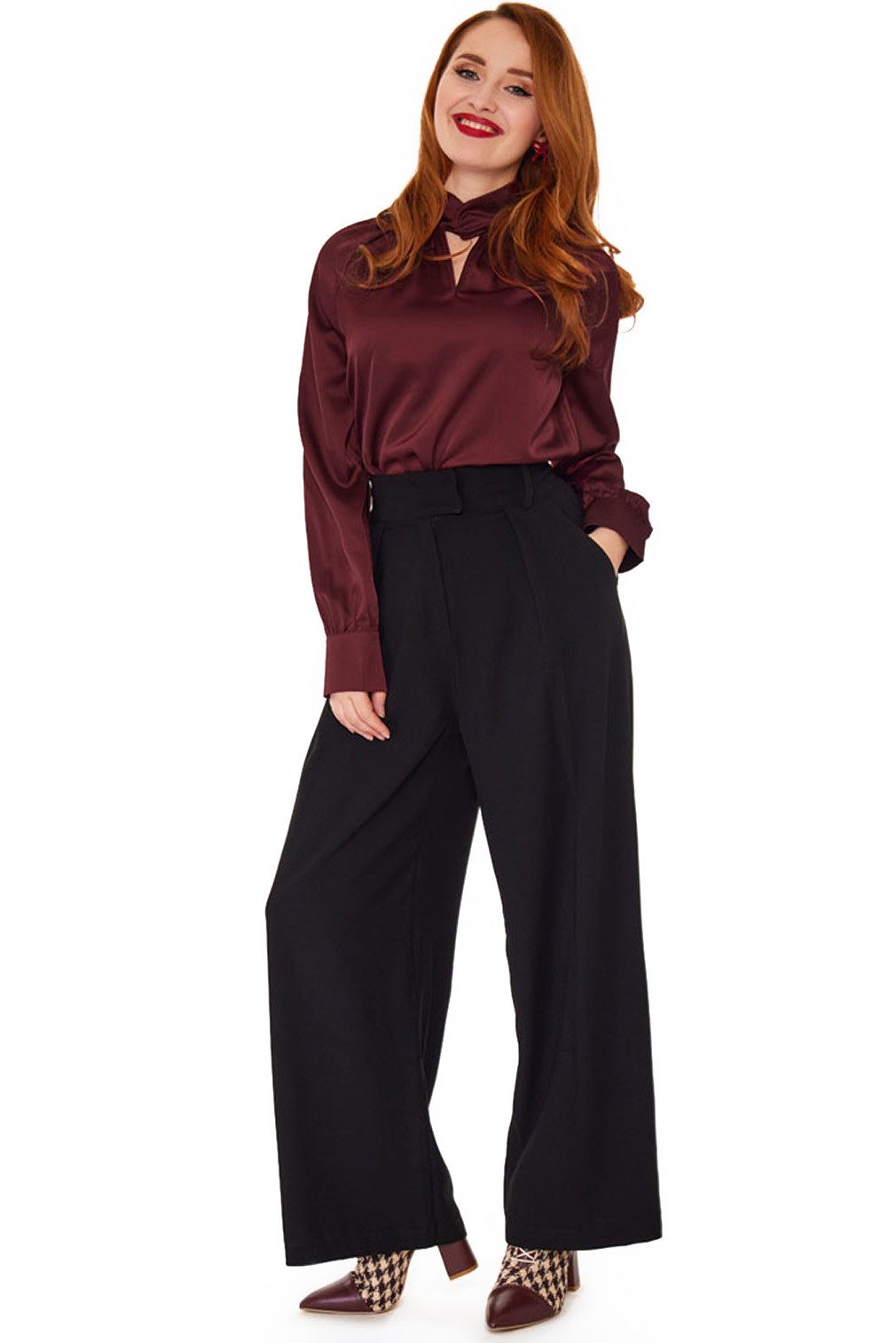 Voodoo Vixen Marlene-Hose Black Pleated Trousers Vintage Retro Stoffhose Bu günstig online kaufen