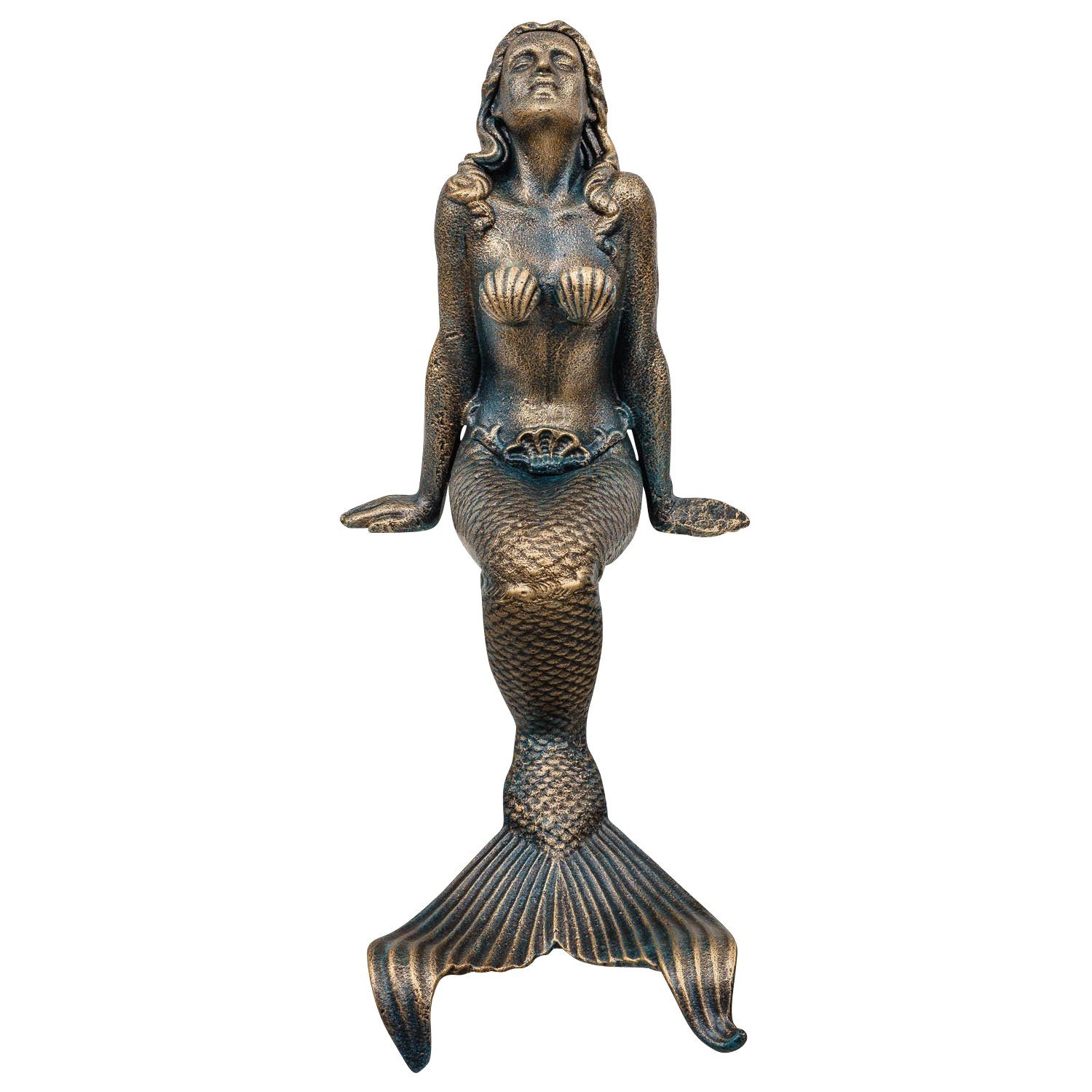 Dekoration Gartenfigur Eisen Eisenfigur Antik-Sti Aubaho Figur Meerjungfrau Nixe Skulptur