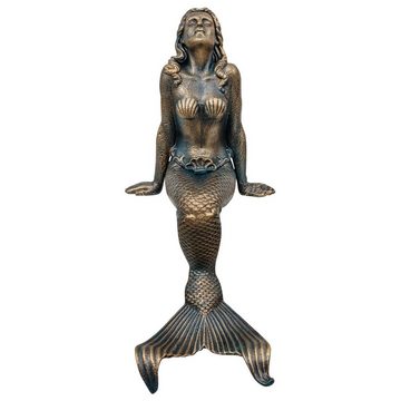 Aubaho Gartenfigur Eisenfigur Nixe Meerjungfrau Skulptur Dekoration Eisen Figur Antik-Sti