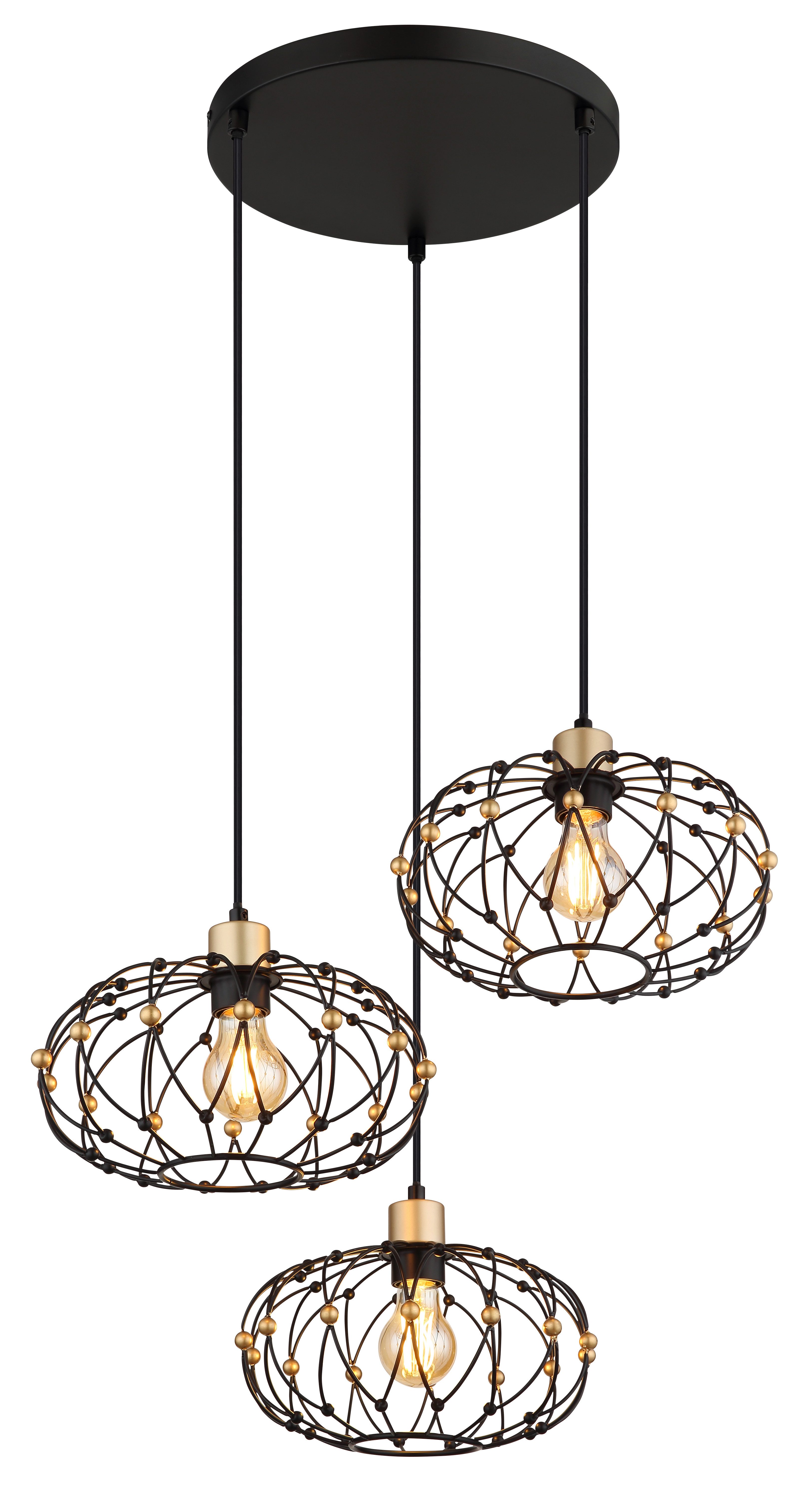 GLOBO LIGHTING Hängeleuchte GREYS, ohne Leuchtmittel, Hängeleuchte Schwarz/Metallgeflecht, Gold, E27