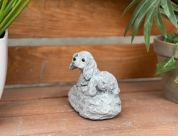 Stone and Style Gartenfigur Steinfigur Grabstein Grabschmuck Hund Danke für die schöne Zeit frostfest