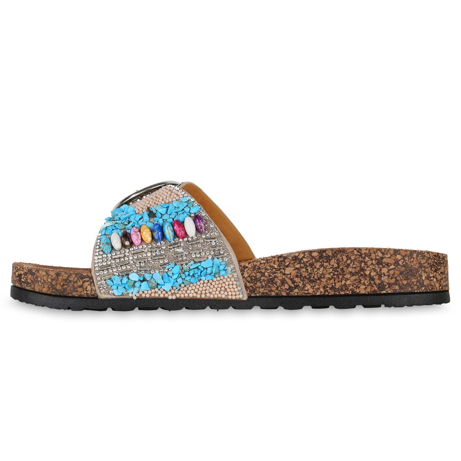 VAN HILL 840988 Pantolette Damen Pantoletten Sandalen Strass Zierperlen Sch günstig online kaufen