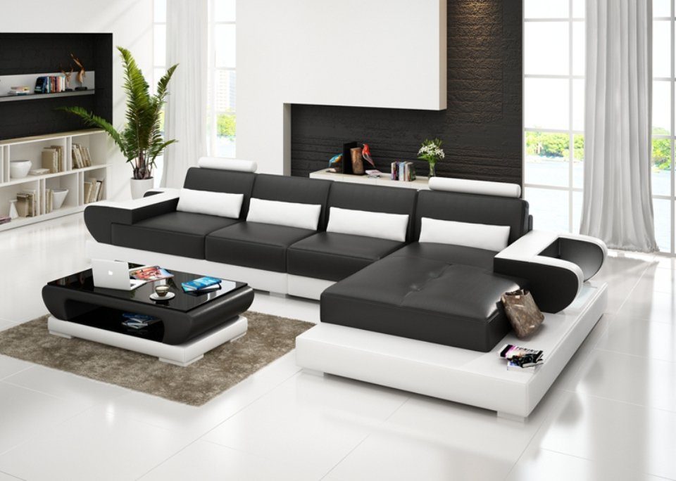 Wohnlandschaft Modern Eck Couch Sofa Design JVmoebel Ecksofa Ledersofa Ecksofa,