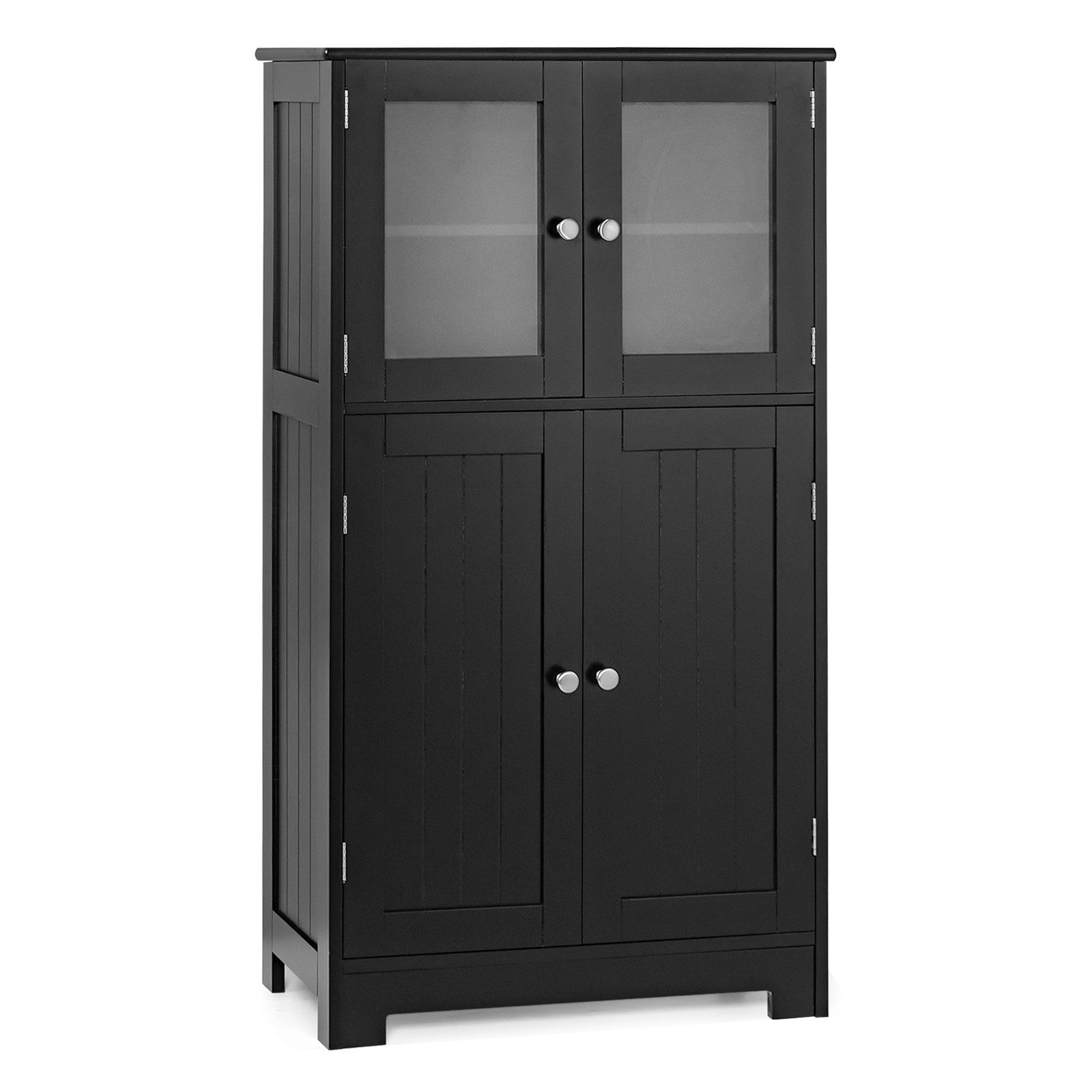 COSTWAY Mehrzweckschrank Vorratsschank Badezimmer mit verstellbarem Regal schwarz