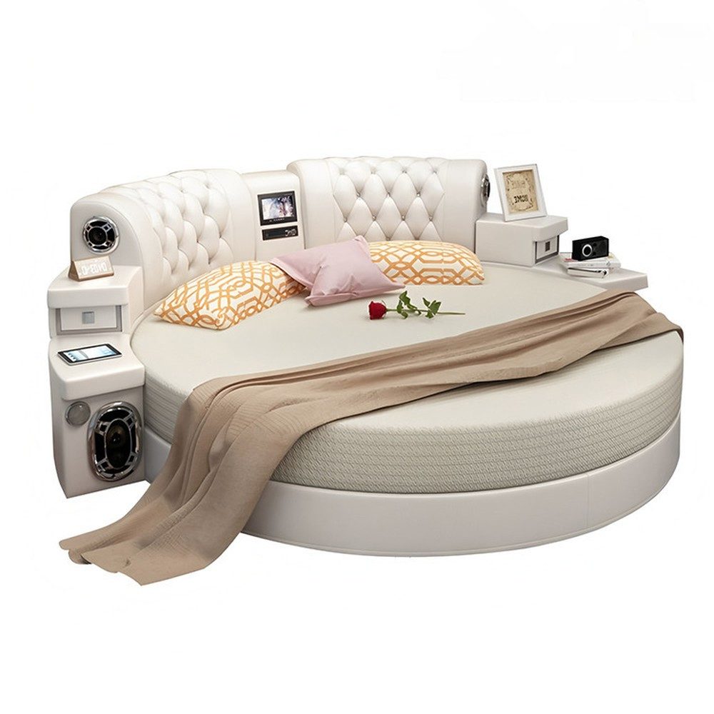 Xlmoebel Multimediabett Chesterfield Multifunktionsbett in Weiß für stilvolle Räume (2-tlg), Made in Europa