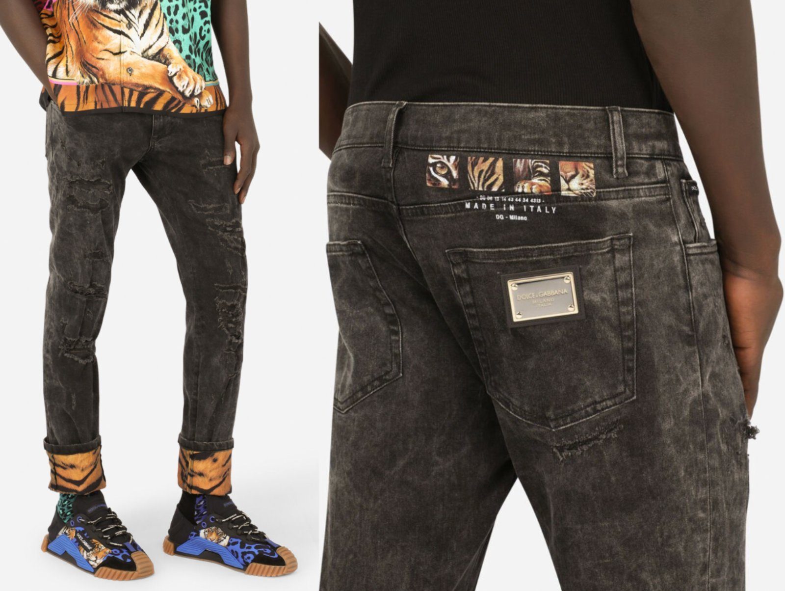 DOLCE & GABBANA 5-Pocket-Jeans DOLCE & GABBANA ny Jeans Tiger Stretch Slim FIt Röhrenjeans Denim