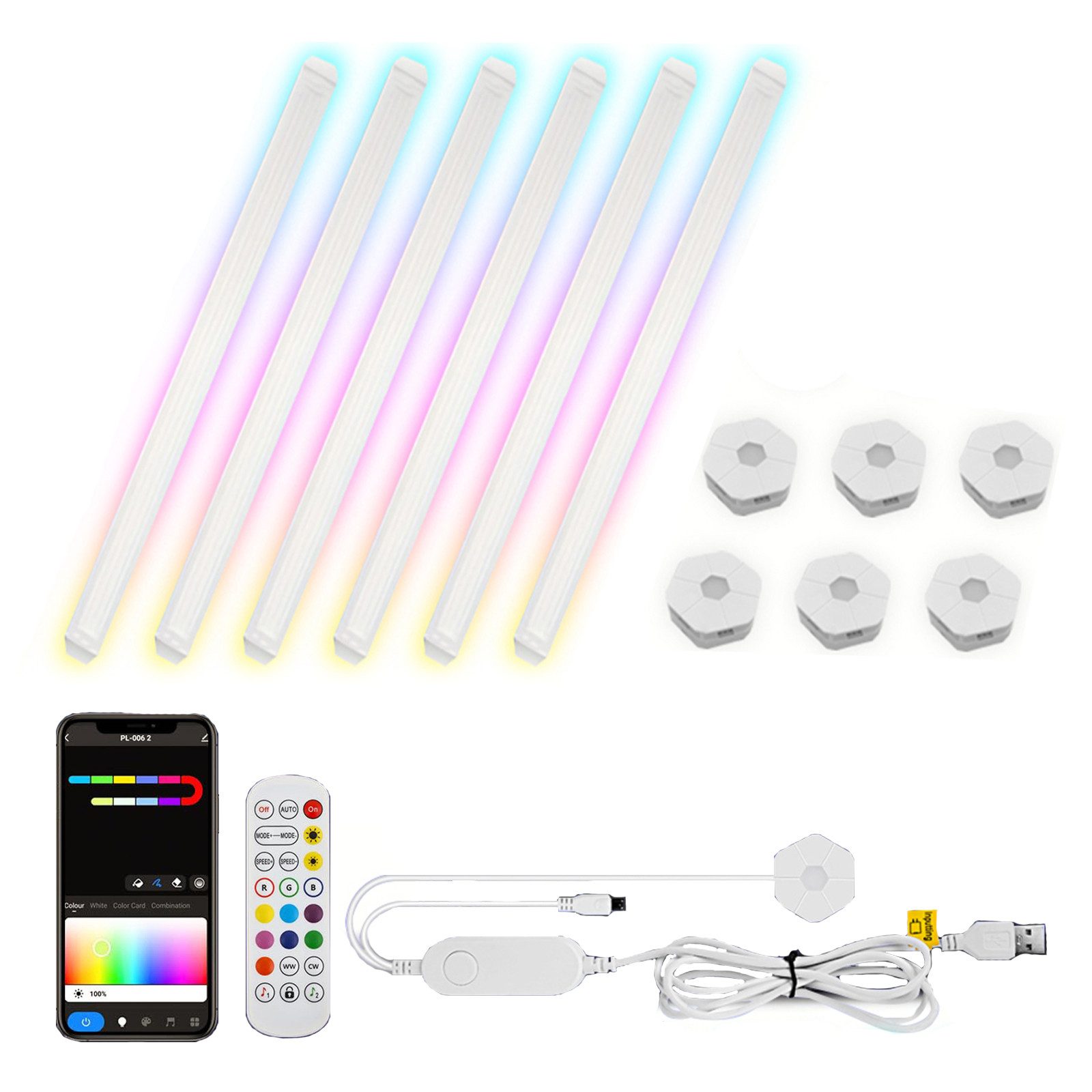 LED Lichtleiste Lichtstreifen RGB Wandleuchte, Fernbedienung, Smart Glide LED Lightbar