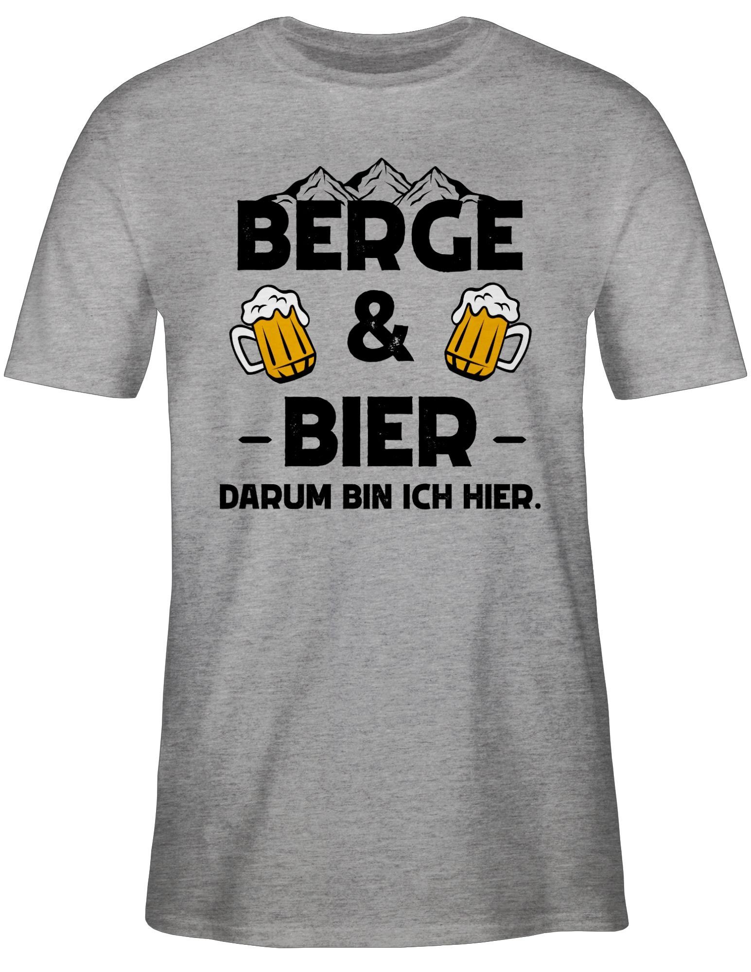 Shirtracer mit 3 Grau meliert T-Shirt Berge Sprüche schwarz und Spruch Statement Bier