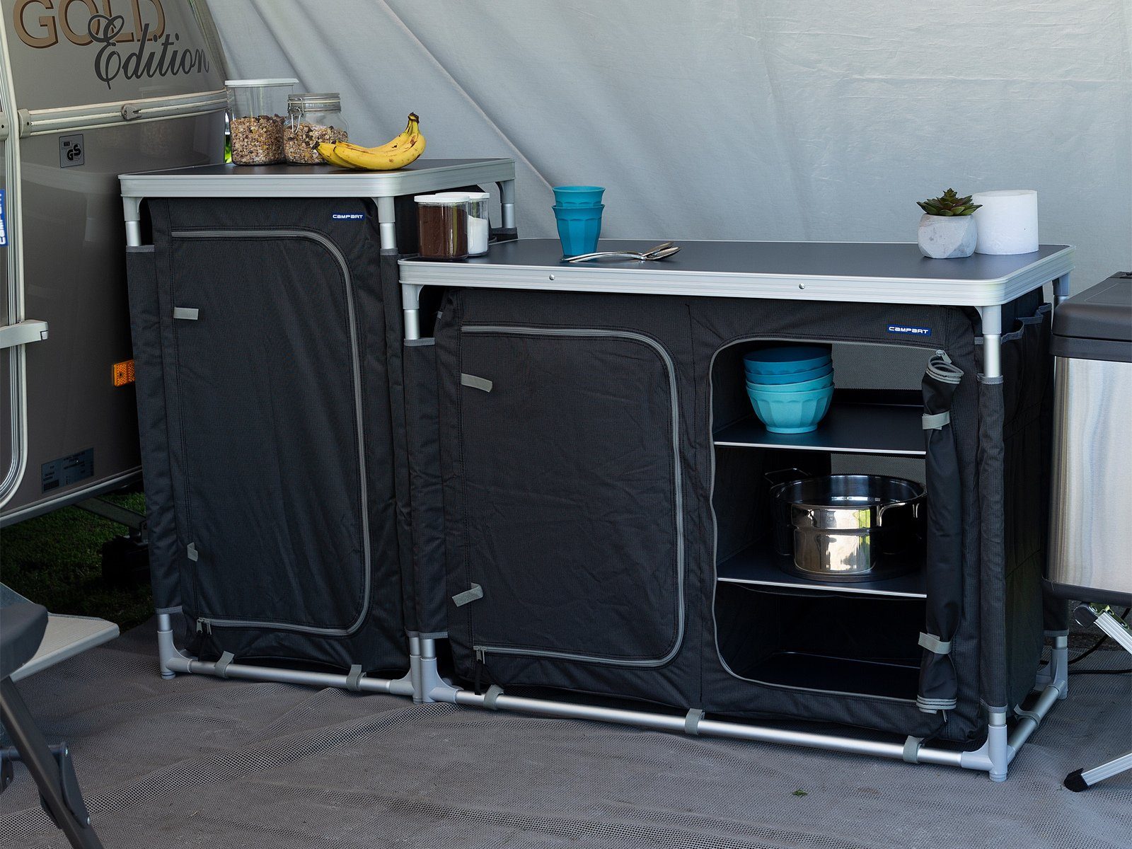 Campart Stoffschrank (2-St) Camper Faltschränke groß Outdoor-Schrank klein faltbar Küchen-Box &