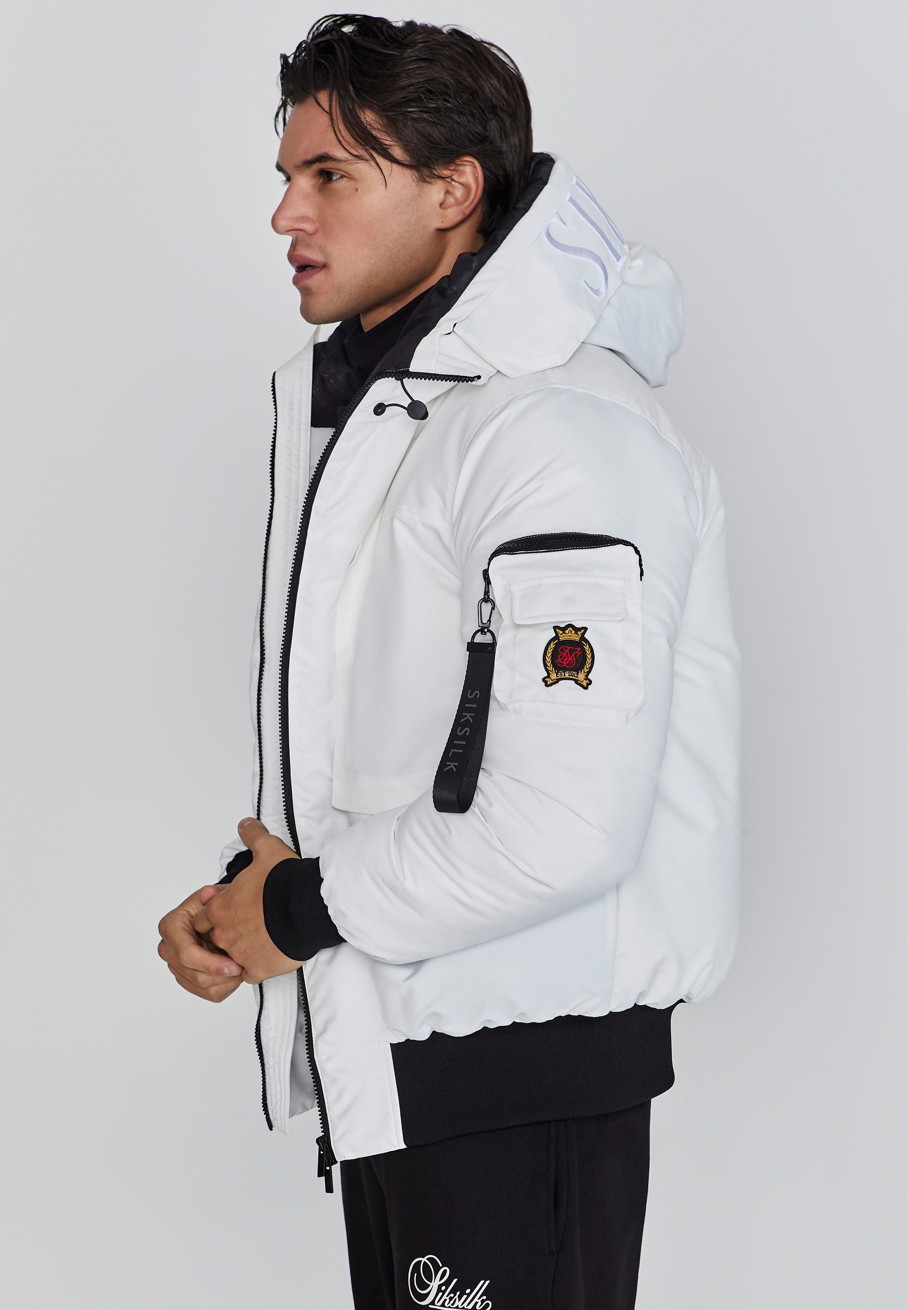 Siksilk Bomberjacke SikSilk Herren Weiße Bomberjacke günstig online kaufen