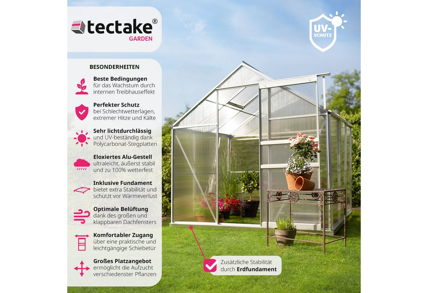 tectake Gewächshaus Gewächshaus aus Al... tectake Gewächshaus Gewächshaus aus Al...