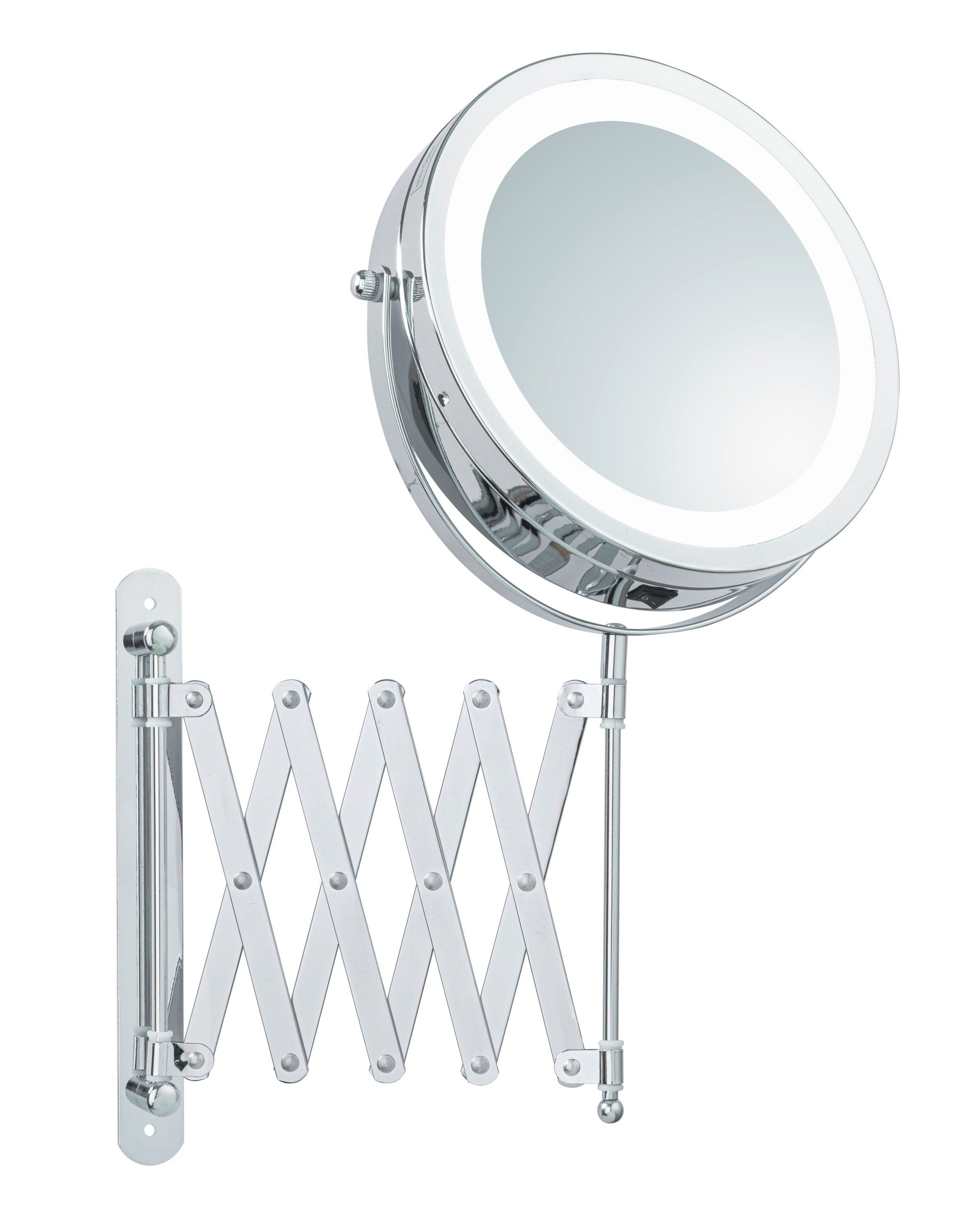 Libaro Kosmetikspiegel Melfi, LED Scherenspiegel 1x 5x schwenkbar Vergrößerungsspiegel Wandmontage 