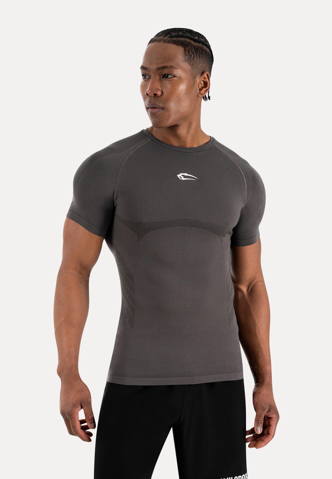 Smilodox T-Shirt Carnos, Compression Shirt Herren, Gymshirt, Seamless, Training Compression Fit, Seamless, atmungsaktiv, Body Mapping, Stretch
