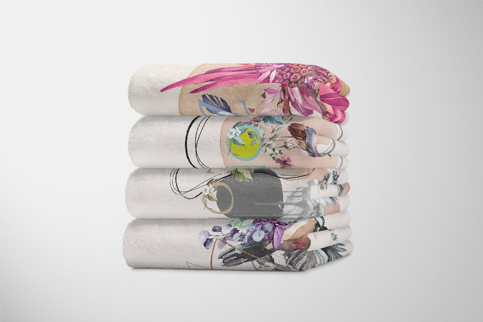 Handtuch Handtücher Kuscheldecke Eindrucksvoll Kunstvoll (1-St), Schö, Einzigartig Art Sinus Saunatuch Handtuch Papagei Baumwolle-Polyester-Mix Strandhandtuch