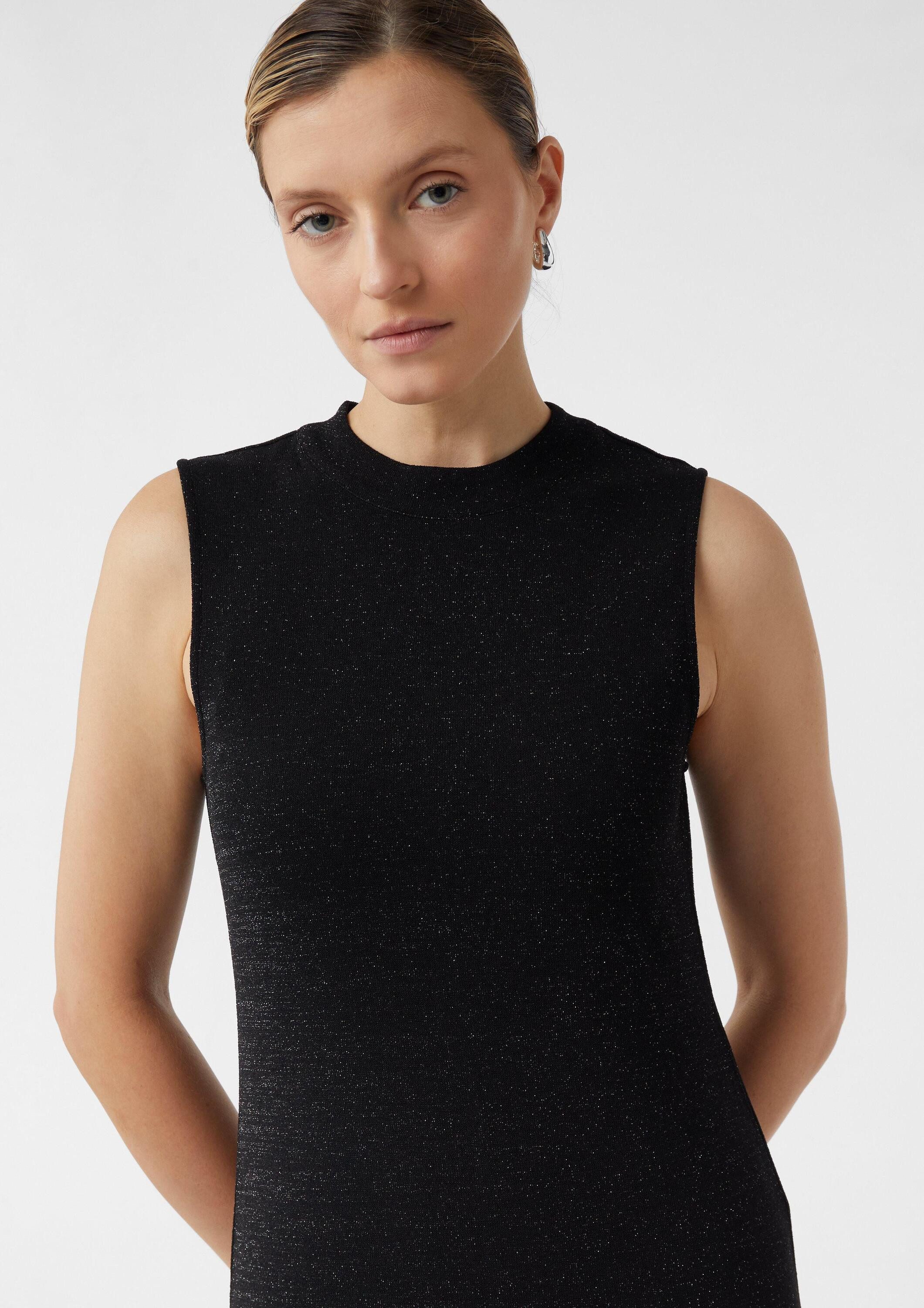 comma Maxikleid Kleid Langes ärmelloses Kleid mit Glitzergarn