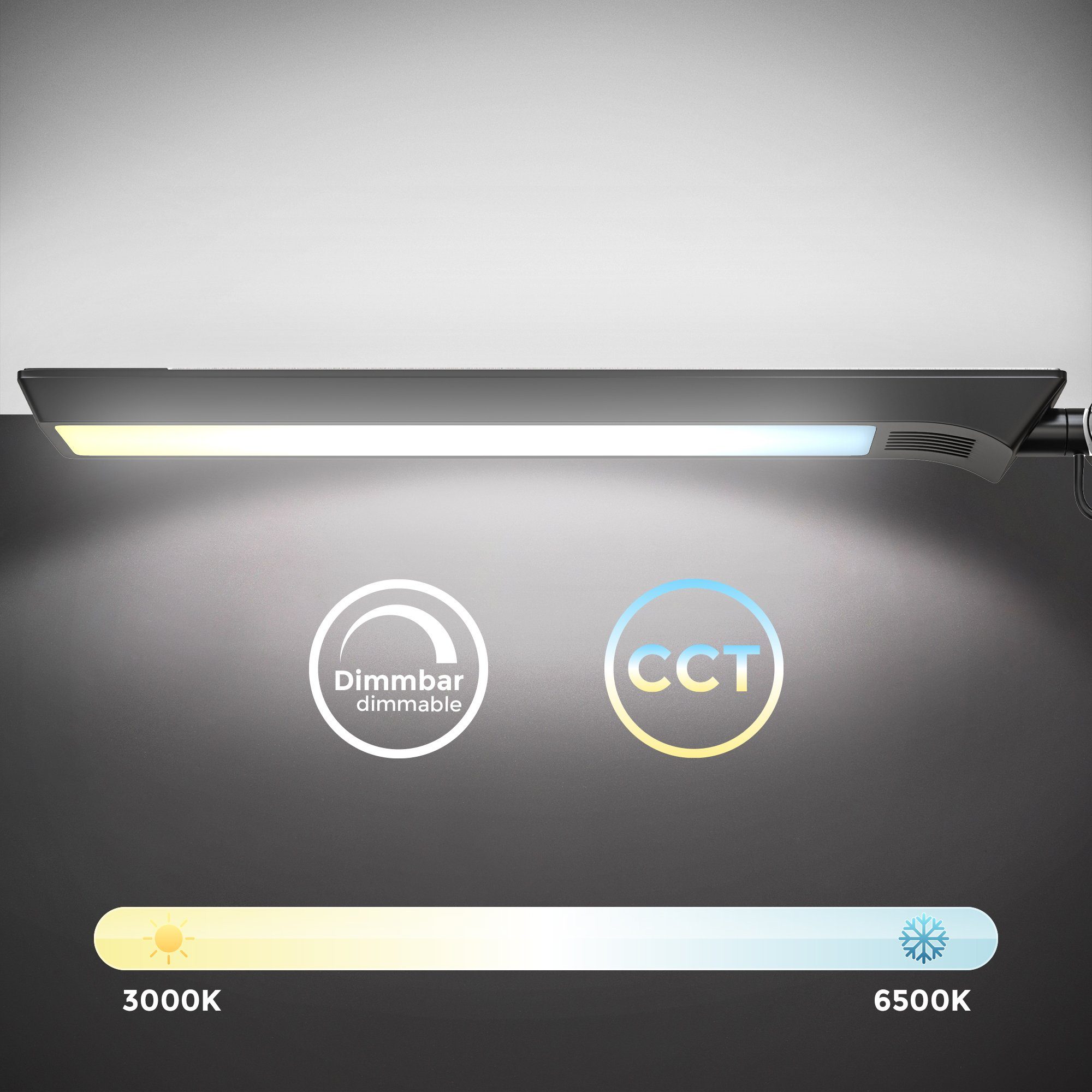 stufenlos Klemmleuchte, B.K.Licht einstellbar, schwenkbar, Warmweiß, fest Kaltweiß, CCT Farbtemperatur dimmbar Neutralweiß, integriert, LED