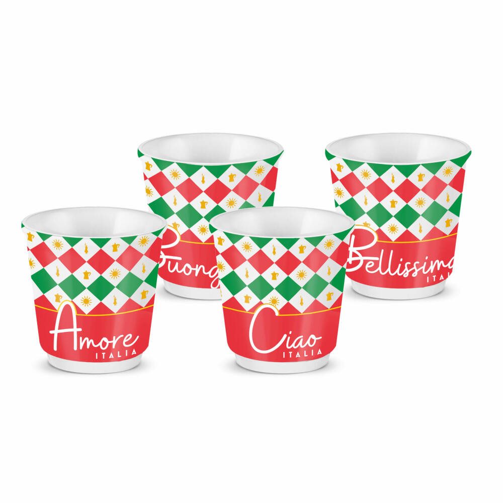 BIALETTI Espressotasse Ciao Italia 4er Set, 80 ml, 4-tlg., Porzellan