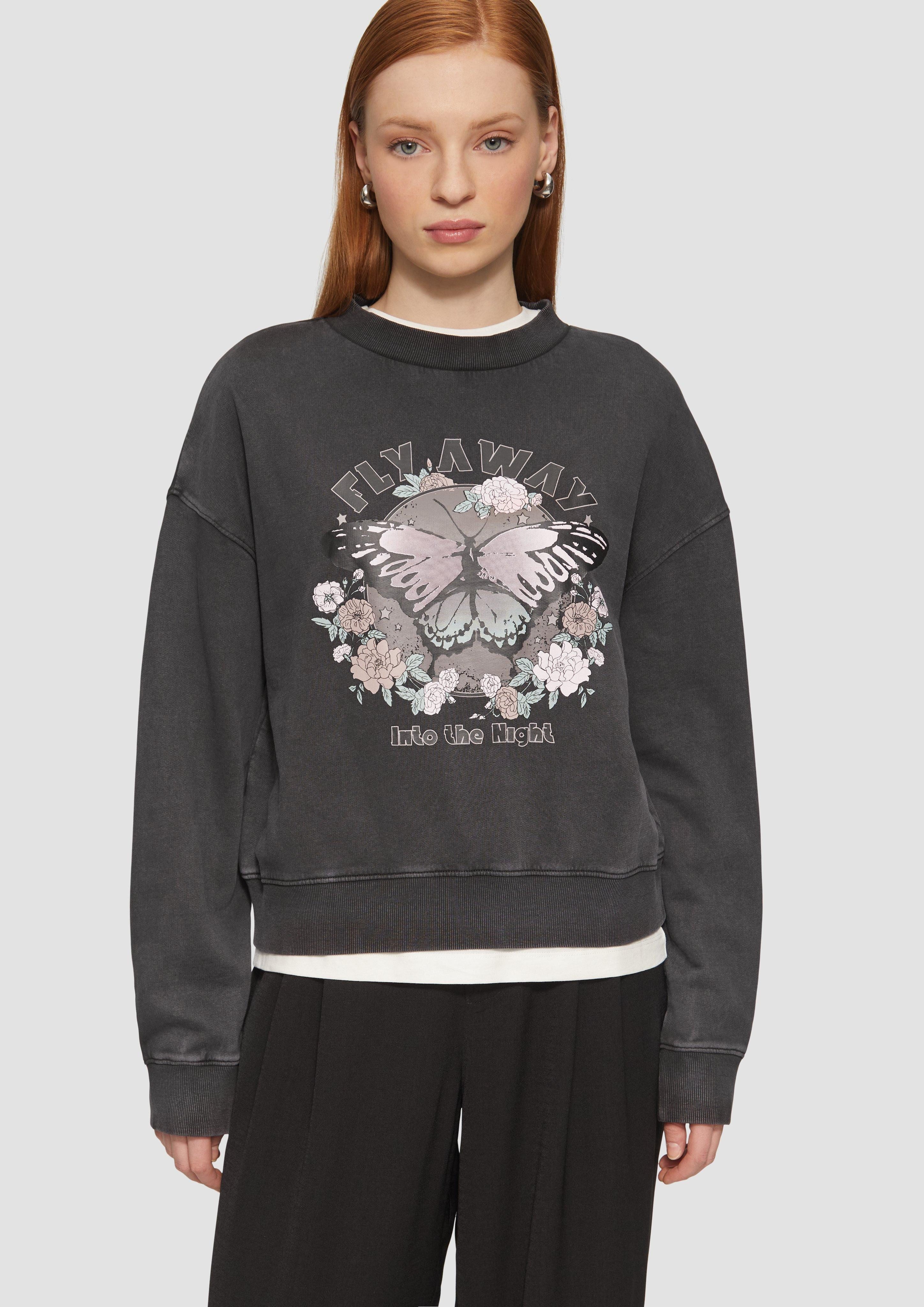 QS Sweatshirt Gewaschenes Sweatshirt mit Frontprint günstig online kaufen