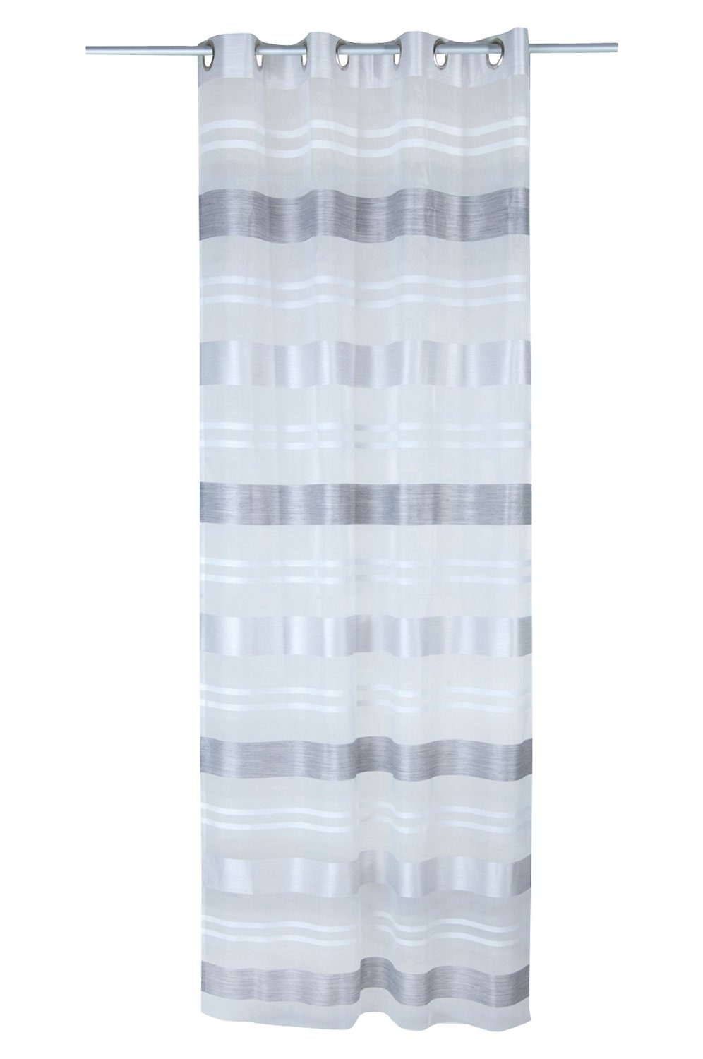 Vorhang Ösenvorhang KIRA, Grau, B 135 cm, L 245 cm, Ösen, halbtransparent,  mit einer Größe von 135 x 245 cm