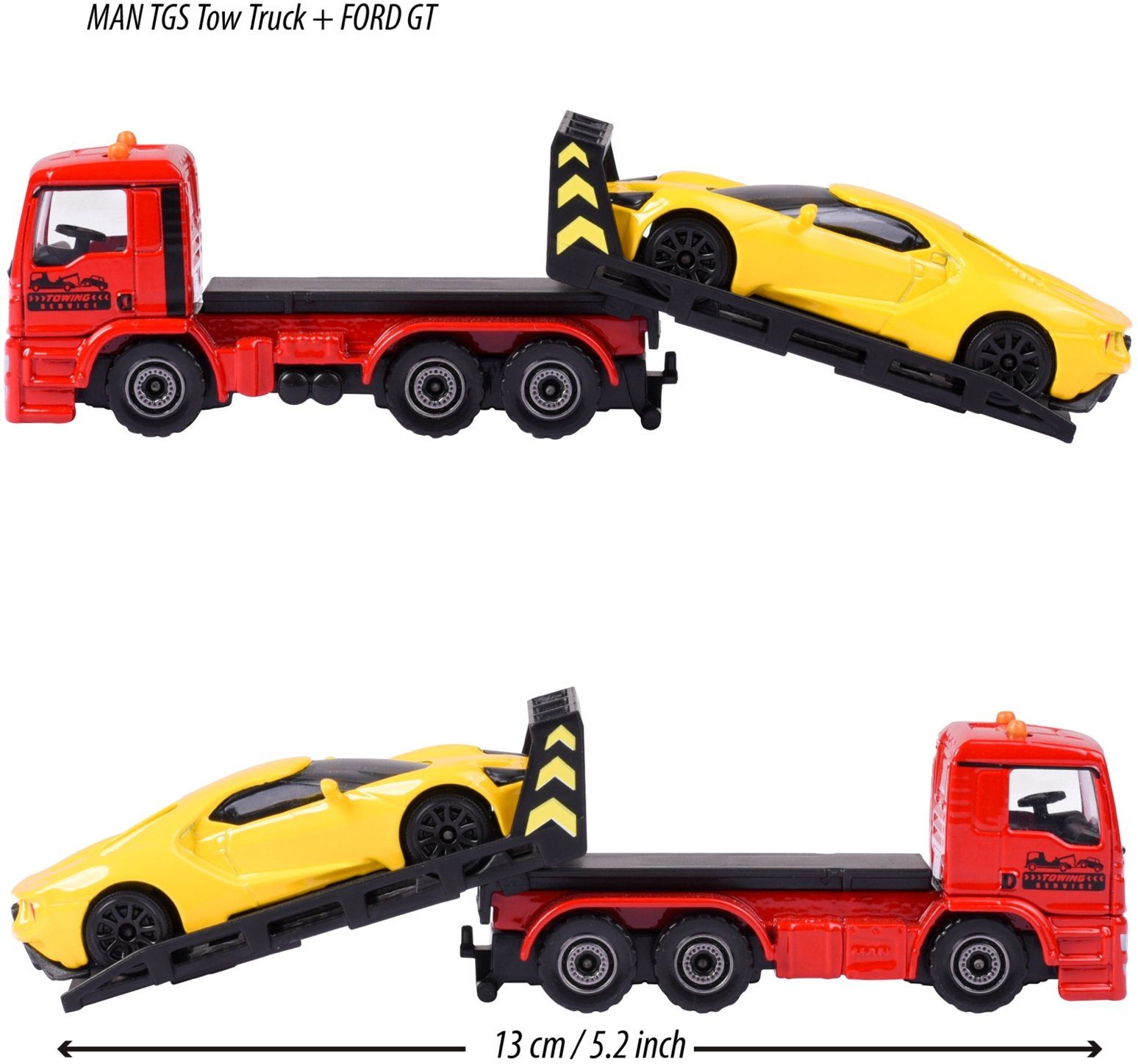 majORETTE Spielzeug-Abschlepper MAN Abschleppwagen Tow Truck mit Ford GT gelb 212053154Q05
