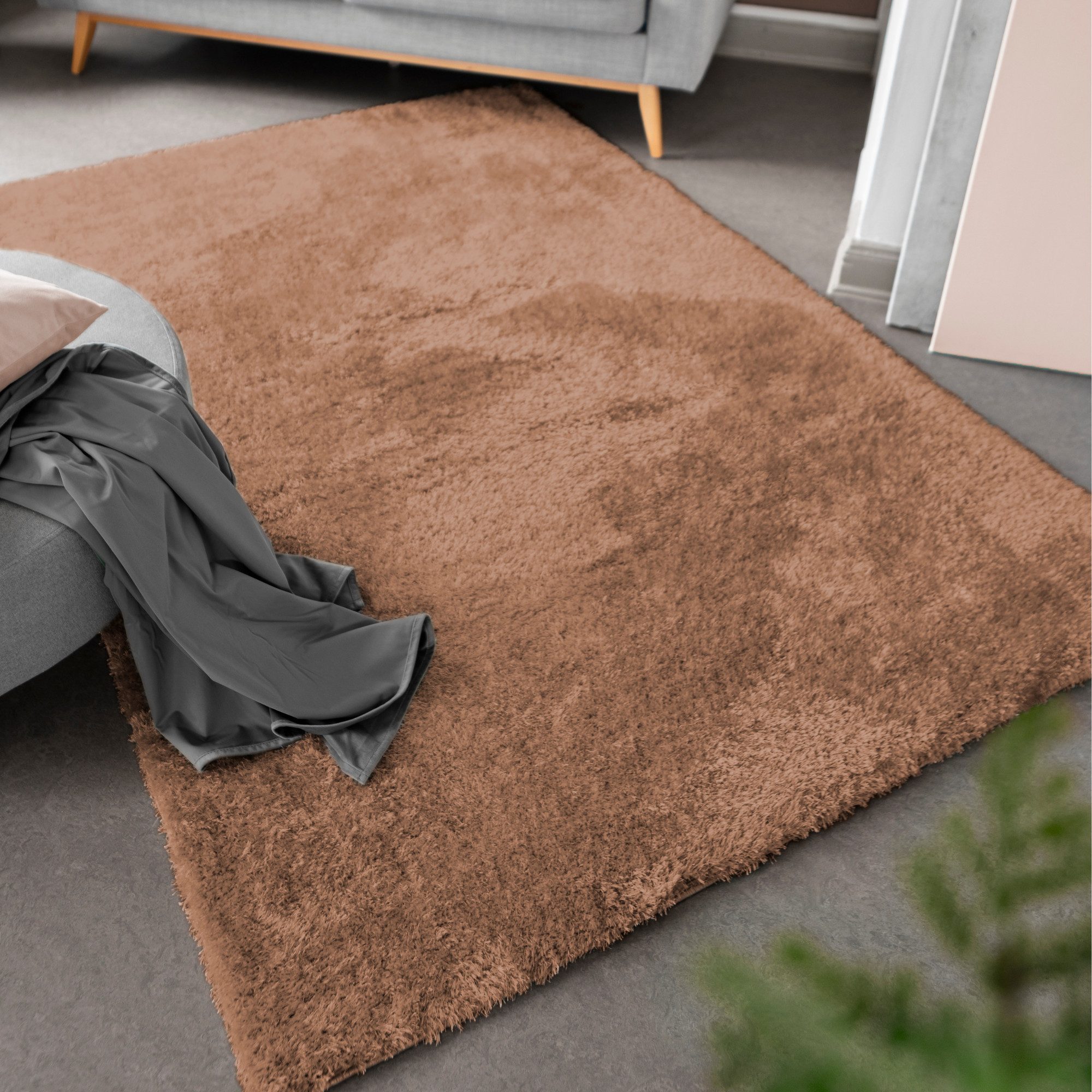 LUXOR living Hochflor-Teppich Gela, rechteckig, Höhe: 45 mm, Uni Farben, weich und flauschig, ideal im Wohnzimmer & Schlafzimmer