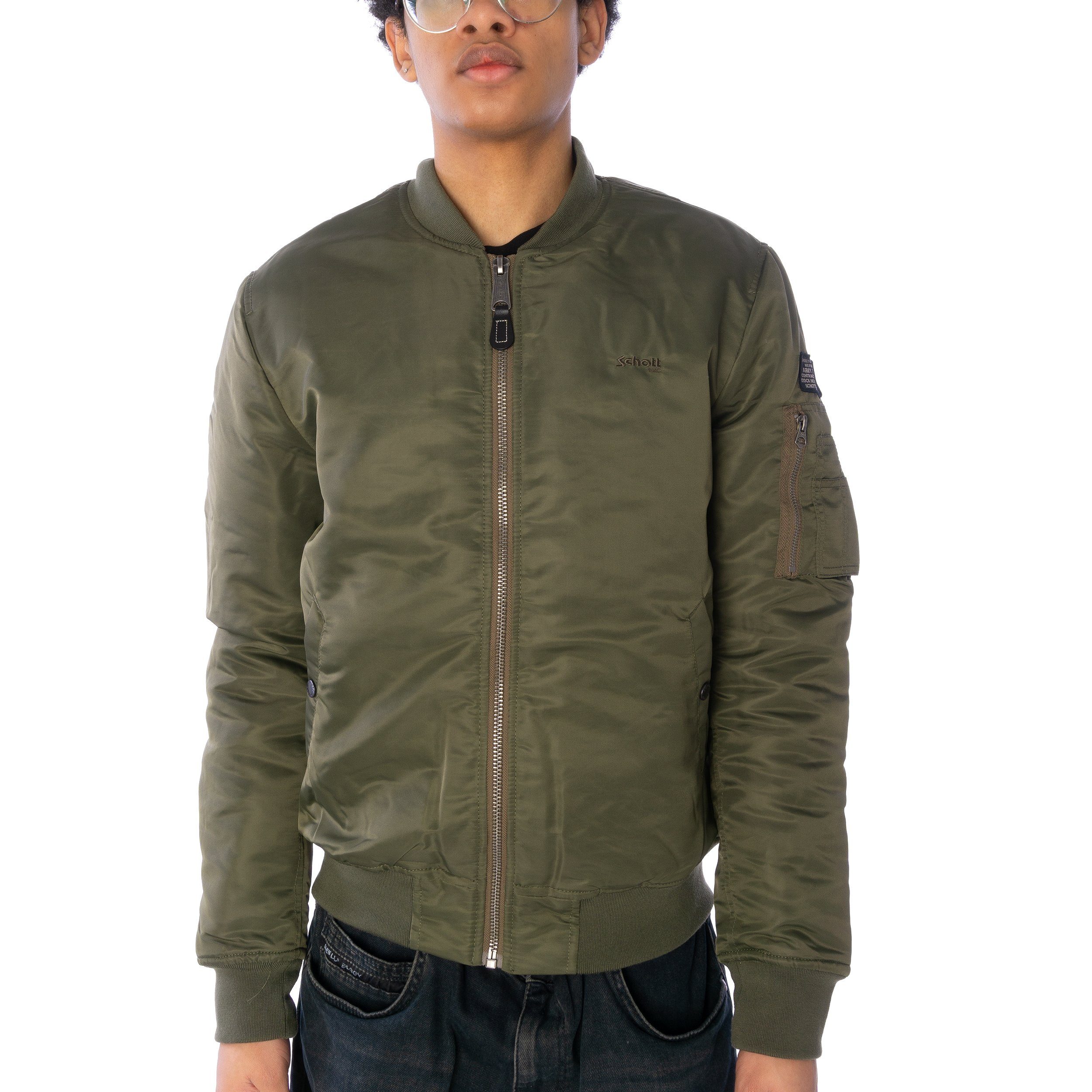 SCHOTT Bomberjacke Jacke Schott NYC Bomber, G L, F army khaki