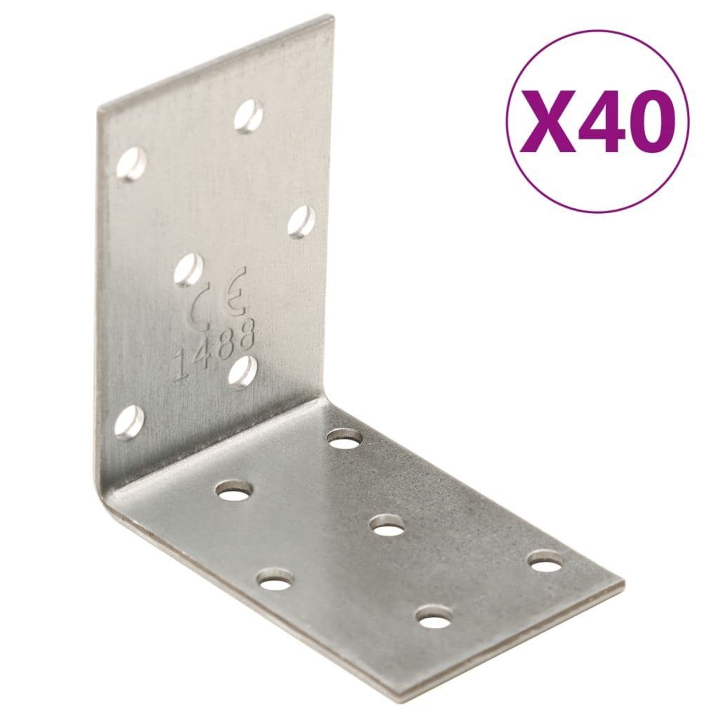 vidaXL Armaturen-Befestigungselement Winkelhalterungen 40 Stk. 2 mm 60x40x60 mm Verzinkter Stahl, (1-St)